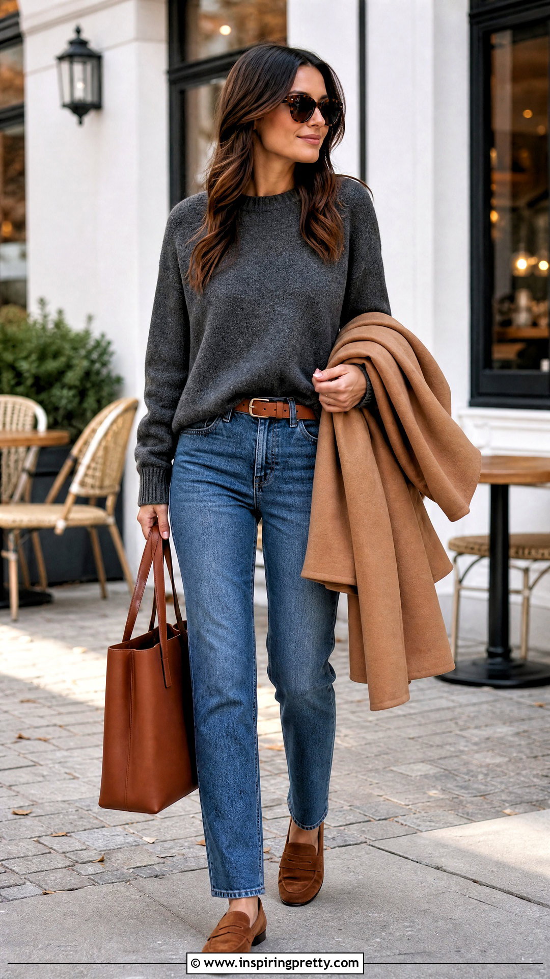 Dark Gray Sweater With Blue Jeans - 50 dark gray top outfit ideas