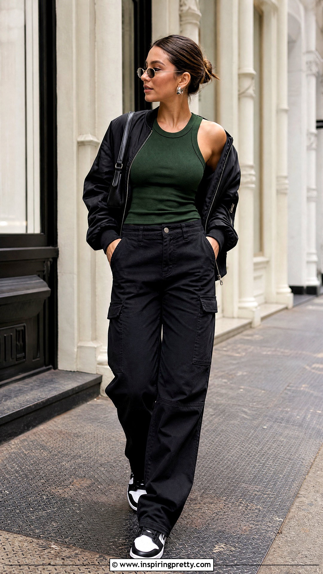 Dark Green Top With Black Cargo Pants - 50 dark green top outfit ideas