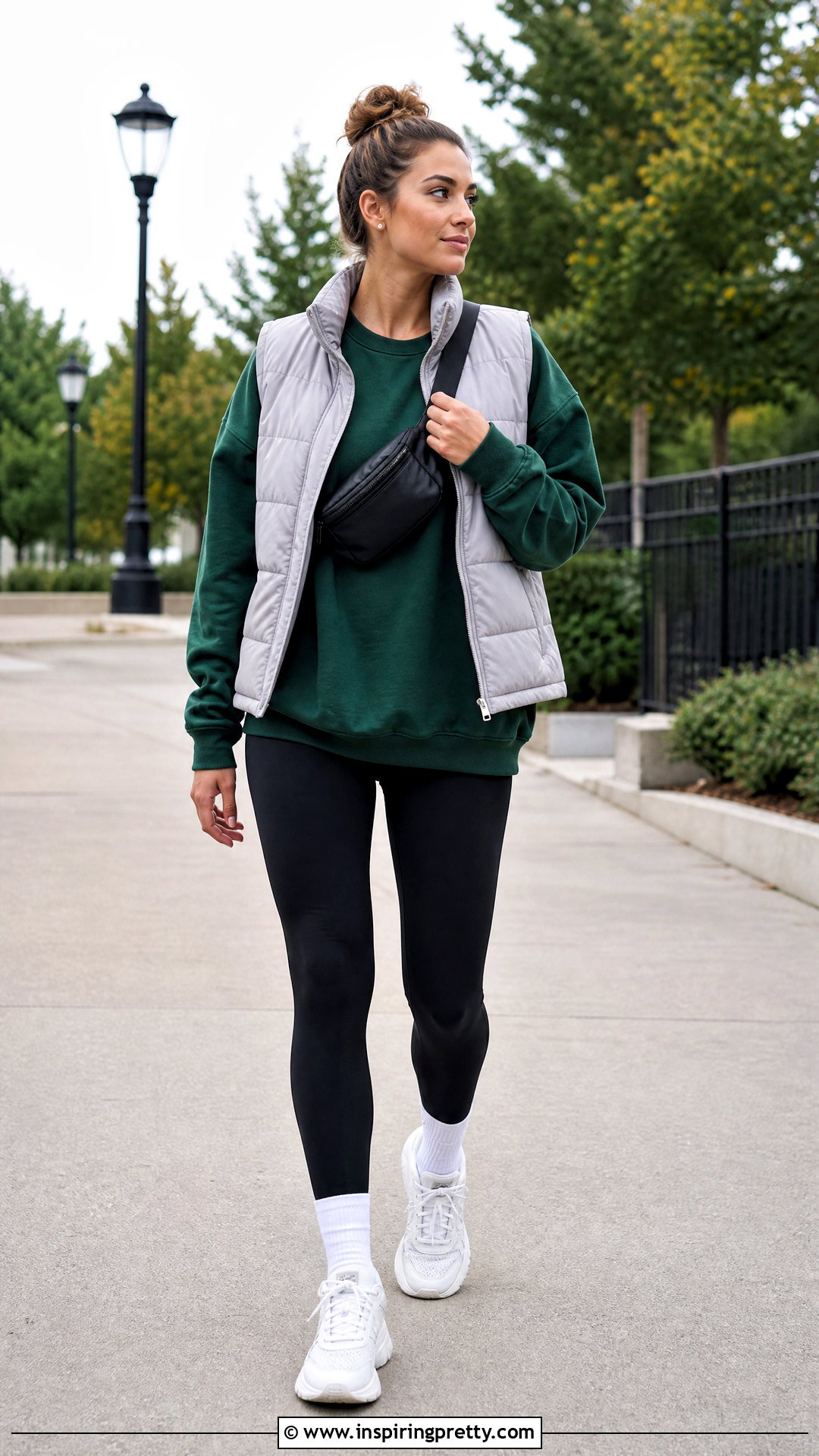 Dark Green Top With Black Leggings - 20 Casual Dark Green Top Outfit ideas
