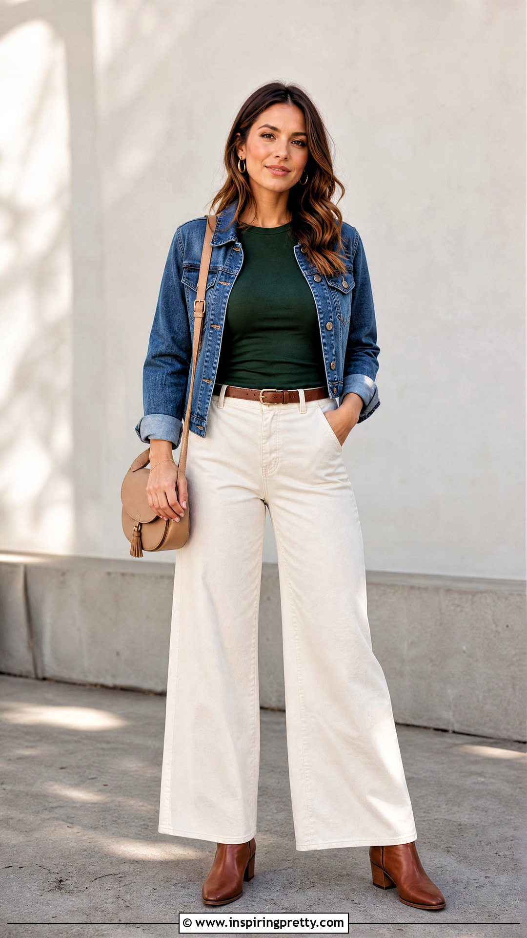 Dark Green Top With Denim Jacket - 50 dark green top outfit ideas