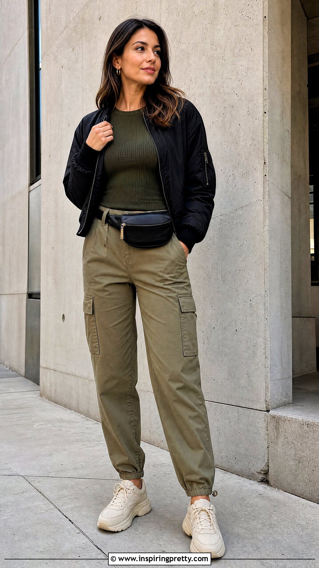 Dark Green Top With Khaki Cargo Pants - 20 Casual Dark Green Top Outfit ideas