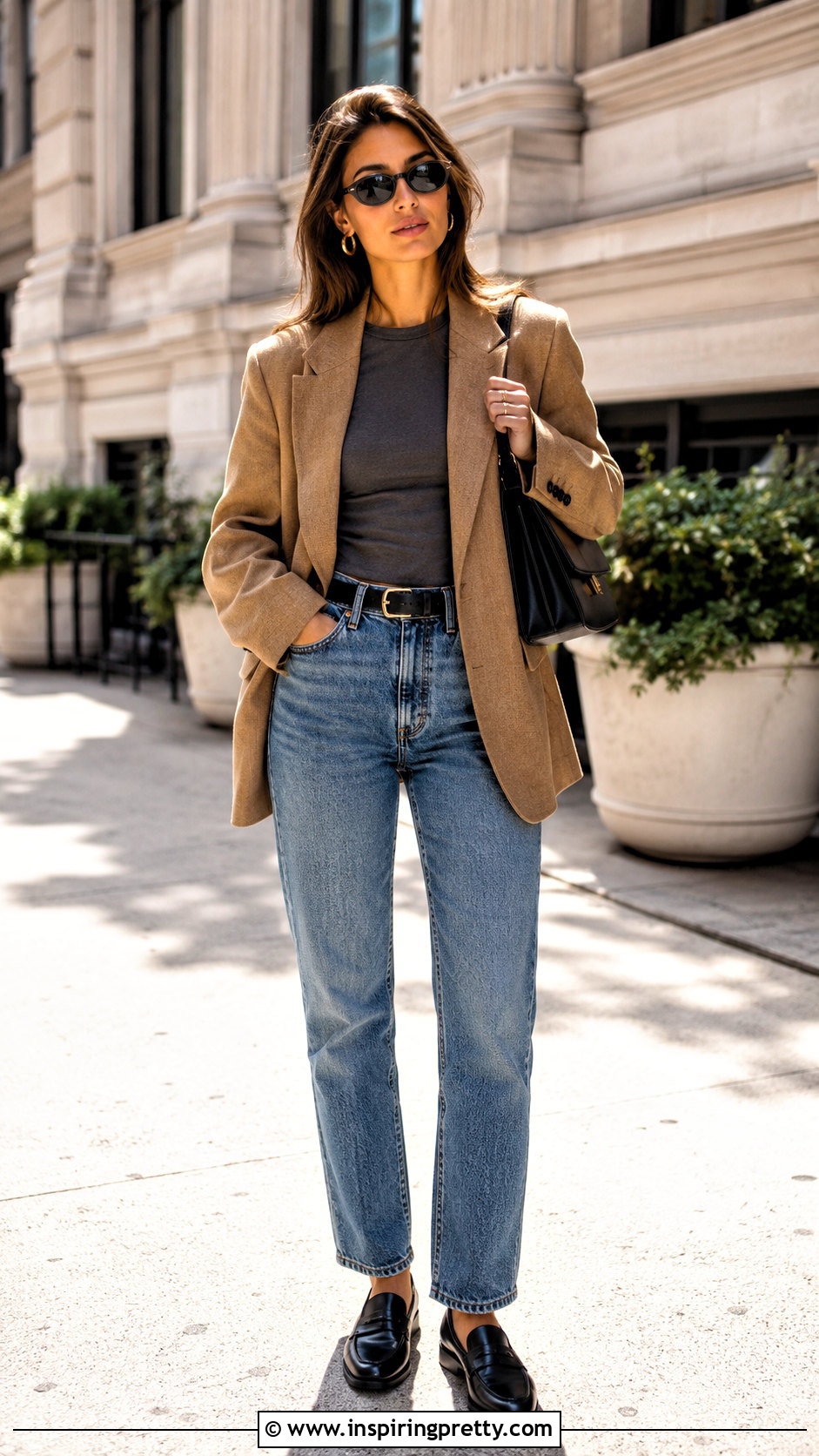 Dark Grey Top With Blazer And Jeans - 50 dark grey top outfit ideas