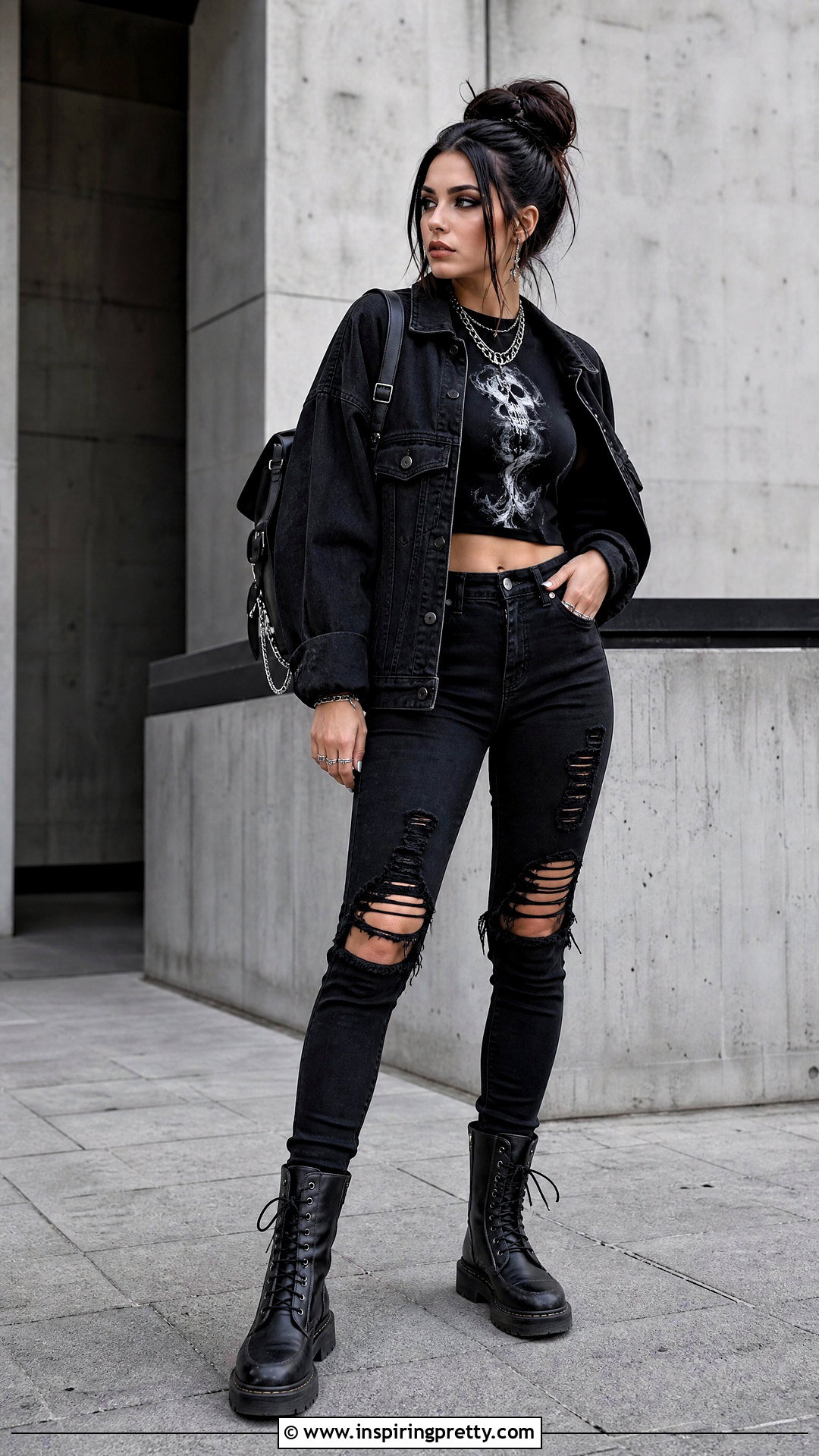 Dark Mark Crop Top With Ripped Black Jeans - 20 Harry Potter Crop Top Ideas