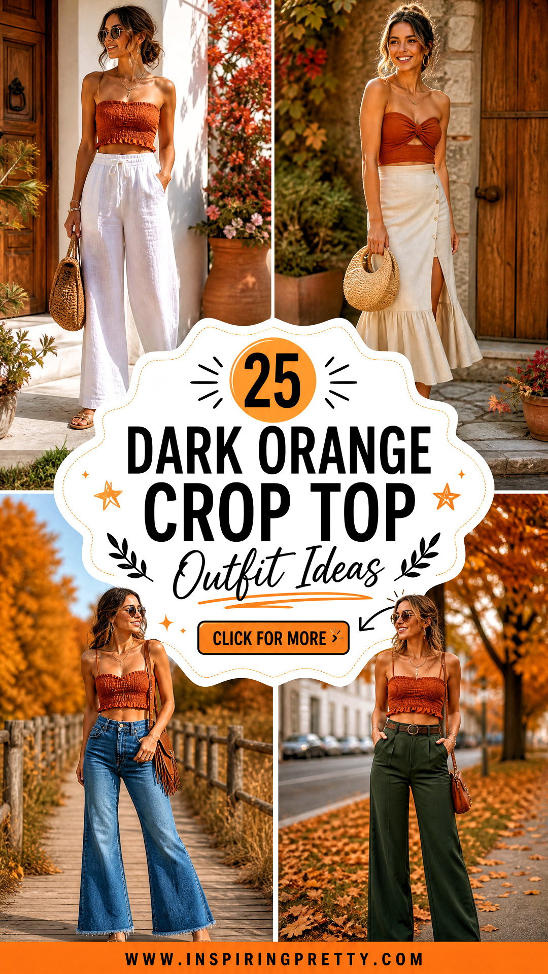 25 Dark Orange Crop Top Outfit Ideas for Standout Fall Style - 25 Dark Orange Crop Top Outfit Ideas for Standout Fall Style