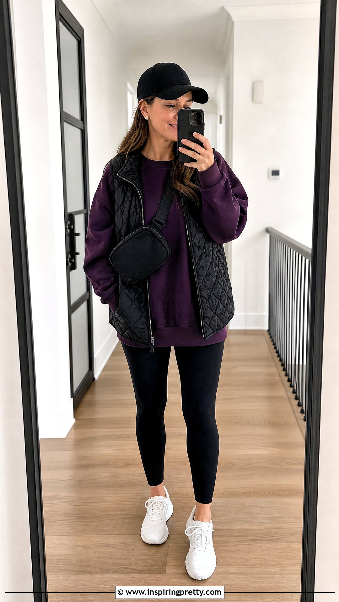 Dark Purple Sweatshirt With Black Leggings - 25 Cute Dark Purple Tops outfit ideas