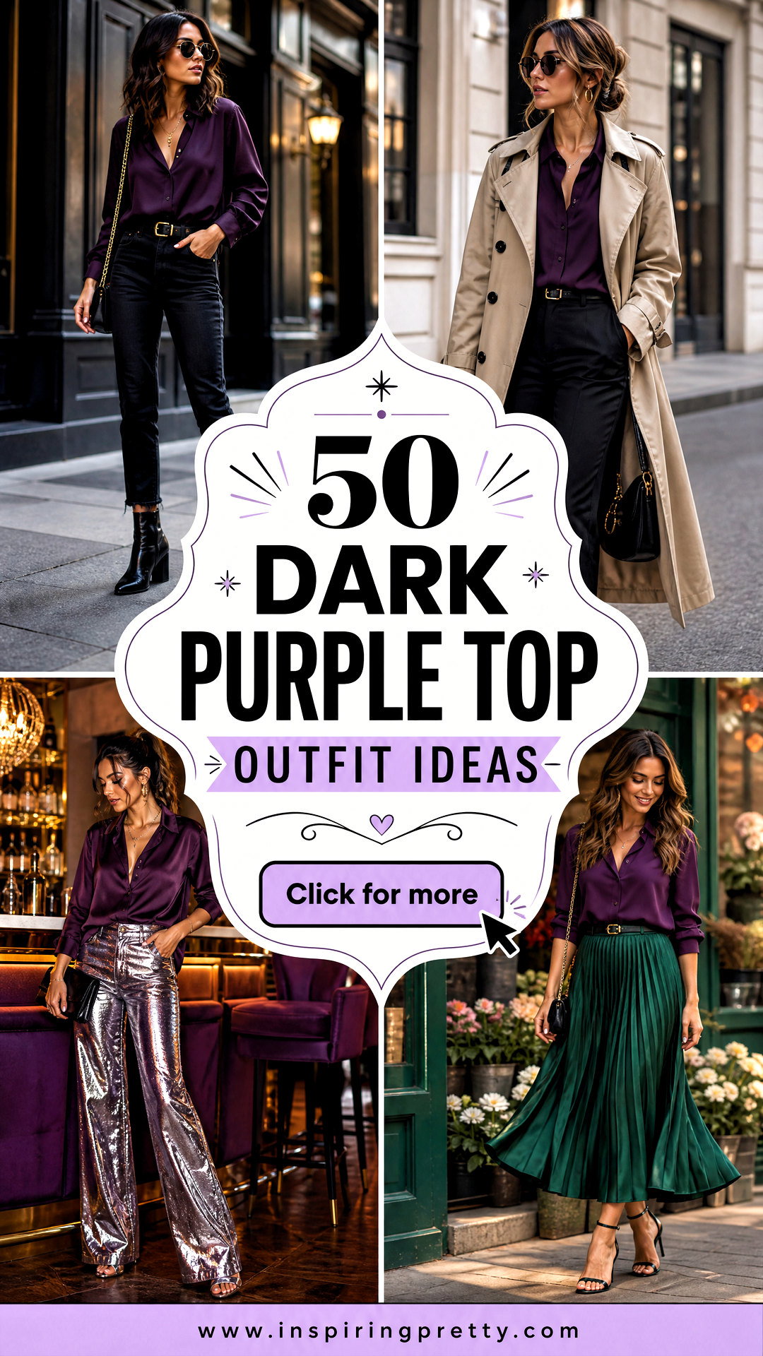 50 Dark Purple Top Outfit Ideas for Evening and Weekend Looks - 50 Dark Purple Top Outfit Ideas for Evening and Weekend Looks