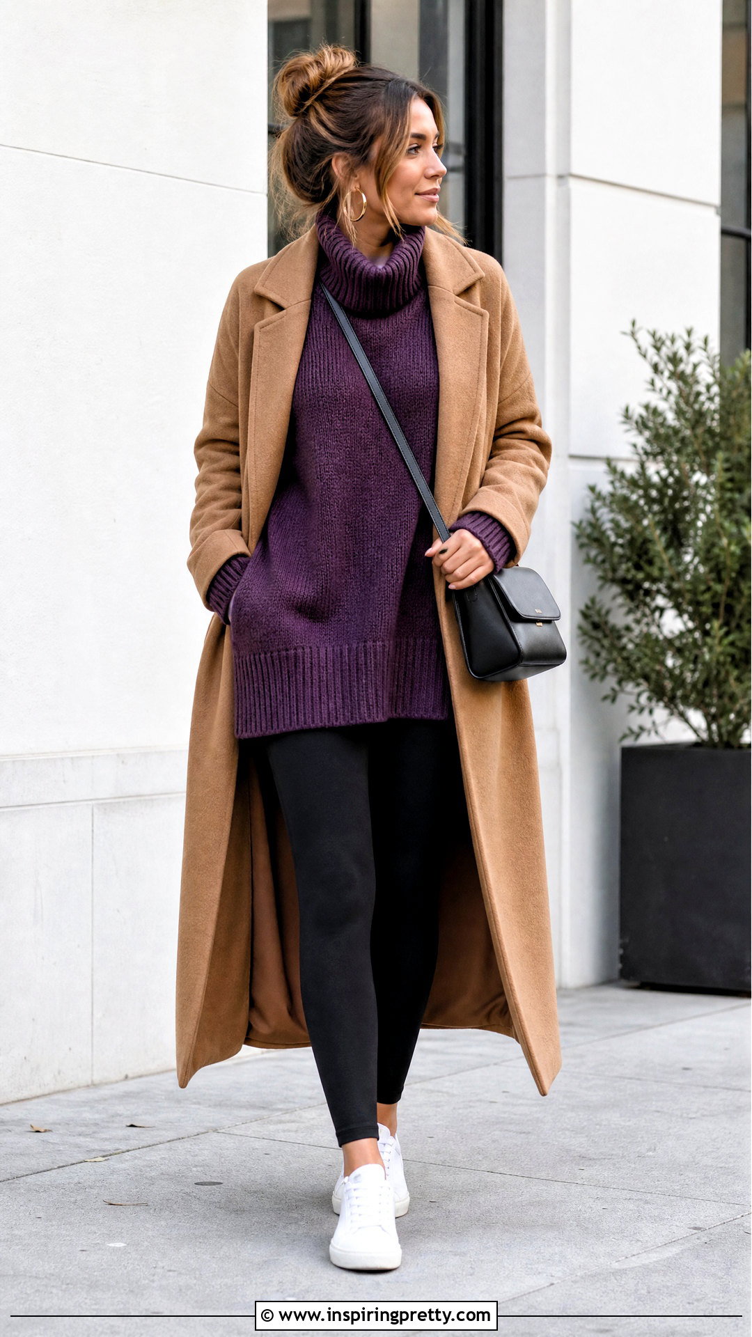 Dark Purple Top With Black Leggings - 50 dark purple top outfit ideas