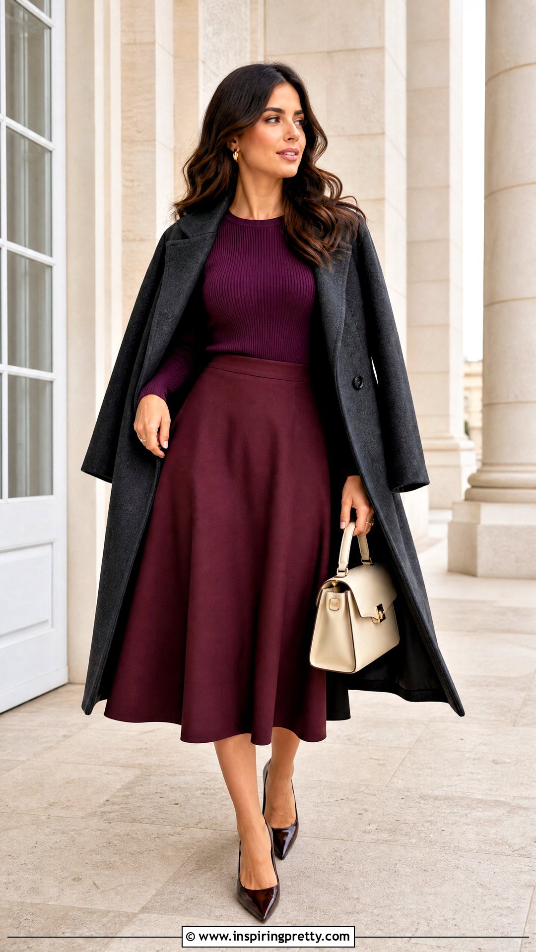 Dark Purple Top With Burgundy Skirt - 50 dark purple top outfit ideas