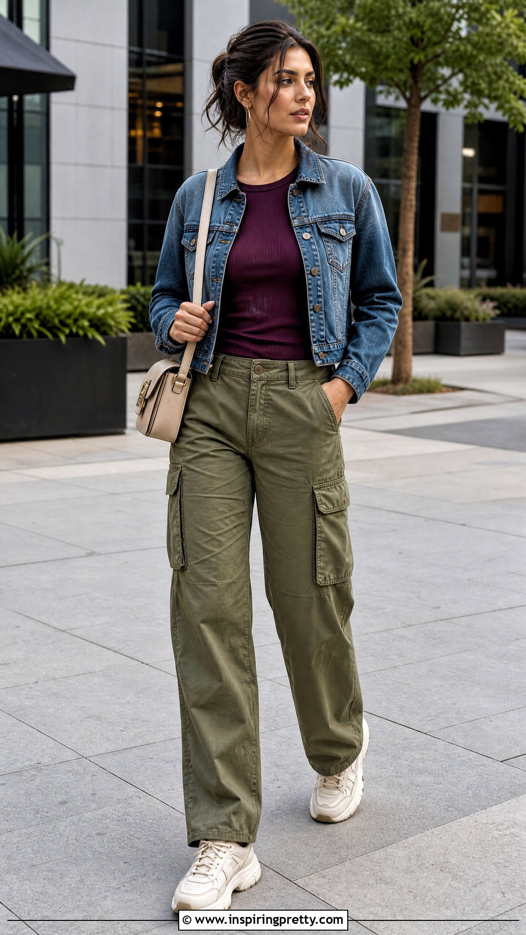 Dark Purple Top With Cargo Pants - 50 dark purple top outfit ideas