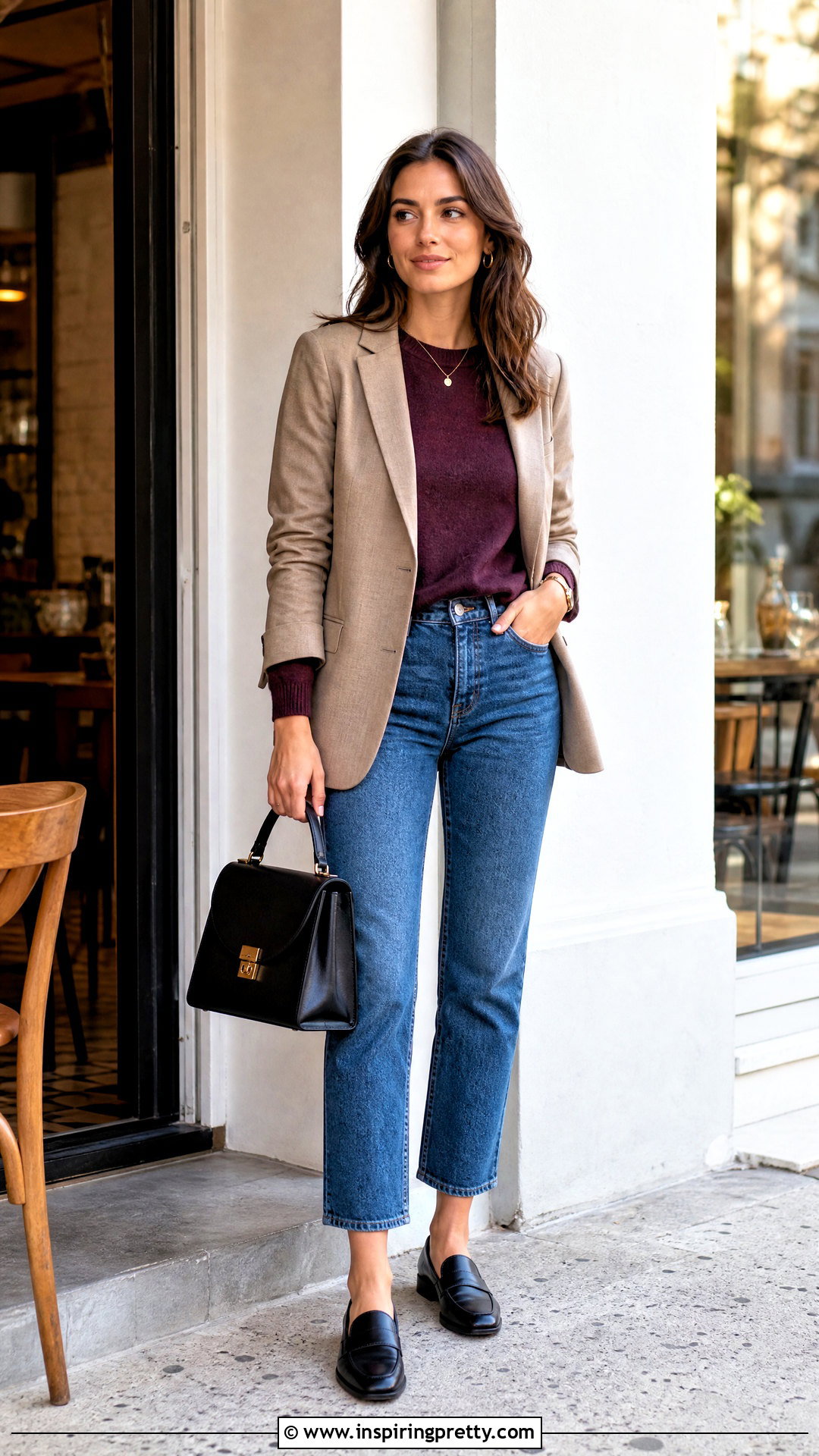Dark Purple Top With Cropped Jeans - 50 dark purple top outfit ideas