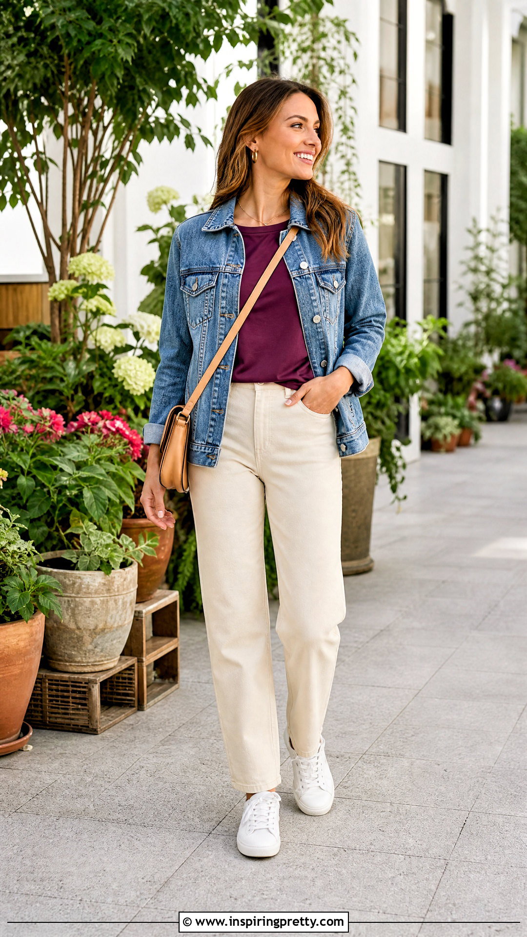 Dark Purple Top With Denim Jacket - 50 dark purple top outfit ideas