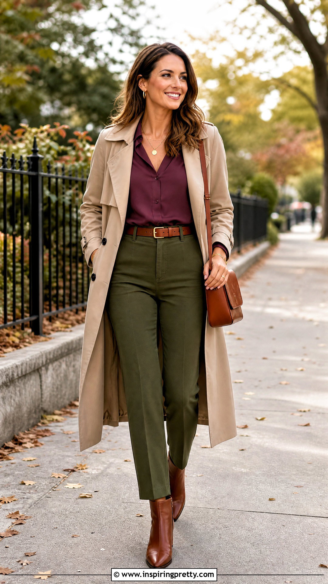 Dark Purple Top With Olive Green Pants - 50 dark purple top outfit ideas