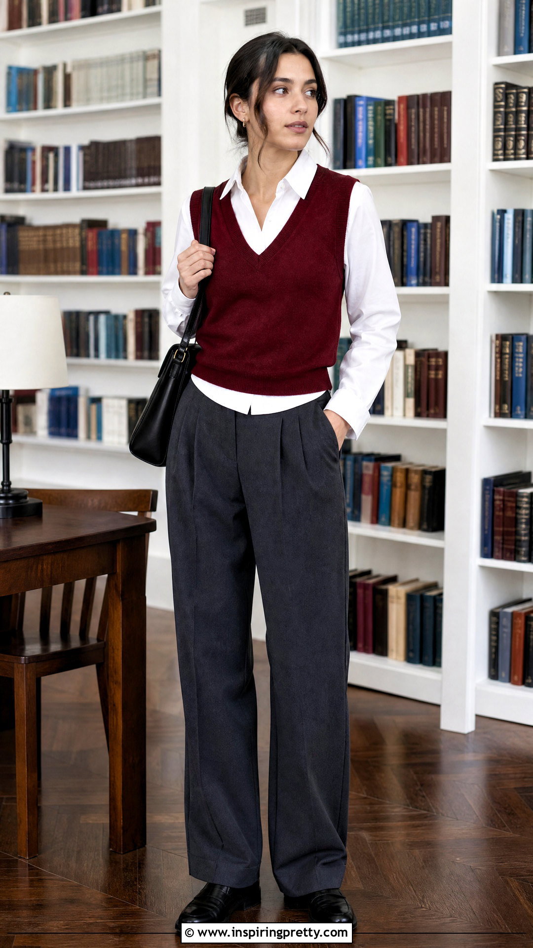Dark Red Sweater Vest With White Shirt - 20 dark red tops women
