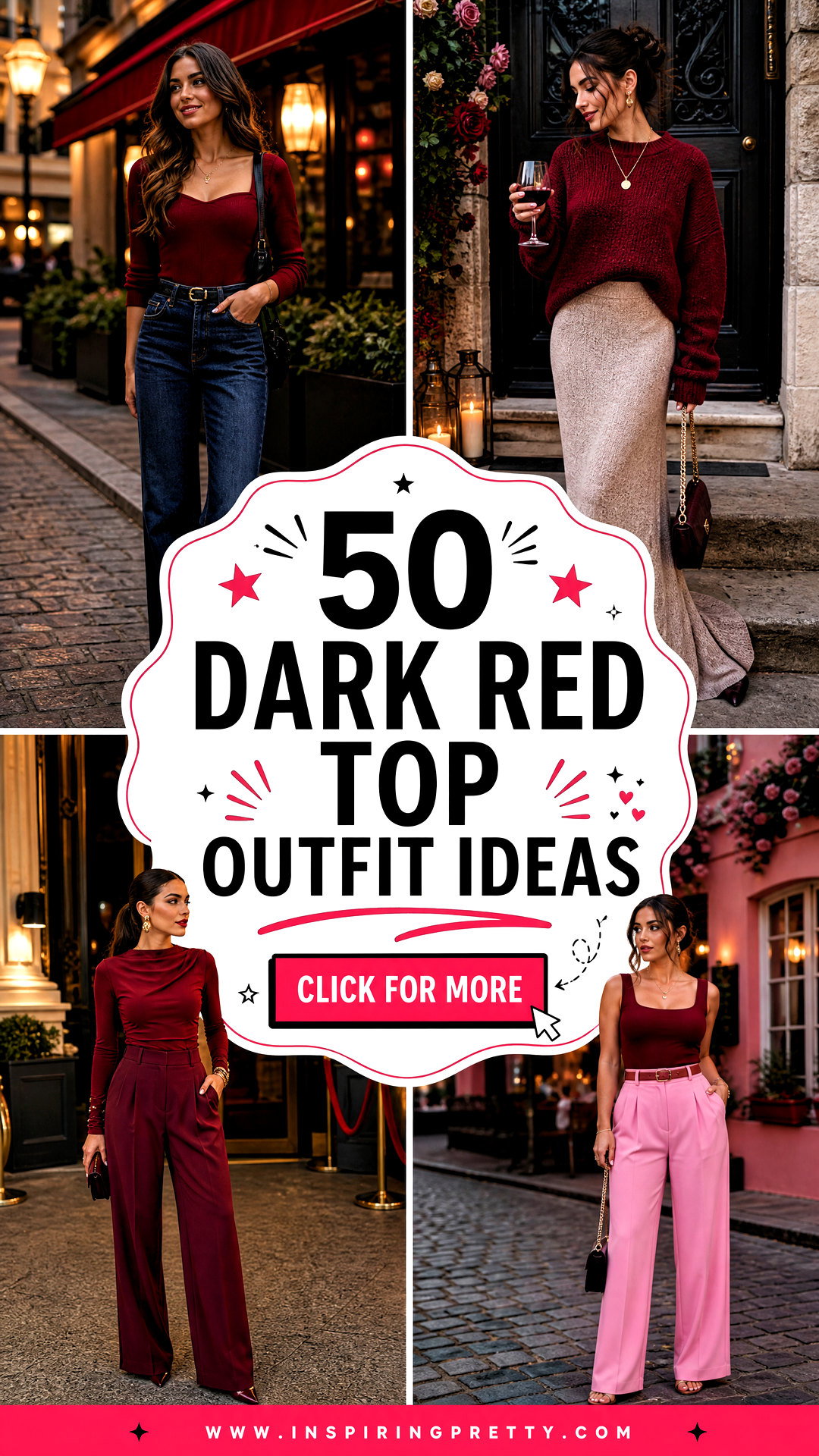 50 Dark Red Top Outfit Ideas for Striking Date-Night Style - 50 Dark Red Top Outfit Ideas for Striking Date-Night Style