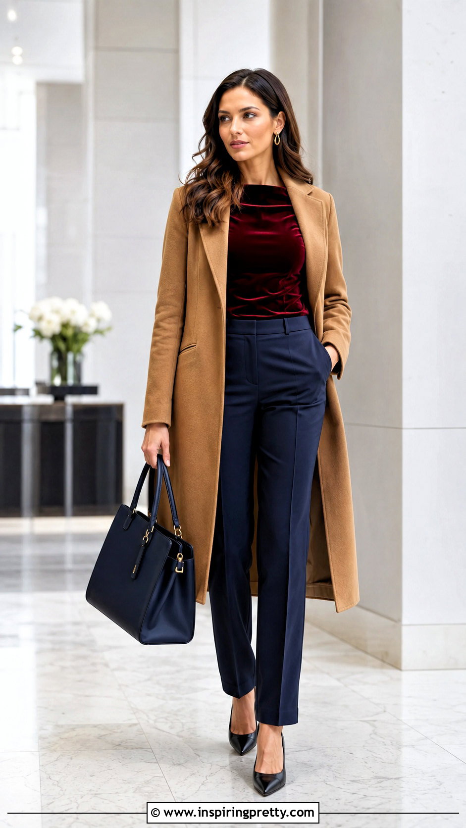 Dark Red Velvet Top With Navy Pants - 25 dark red velvet top outfit ideas