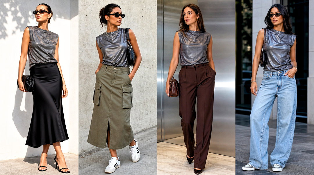25 Dark Silver Top Outfit Ideas for Sleek Party Style