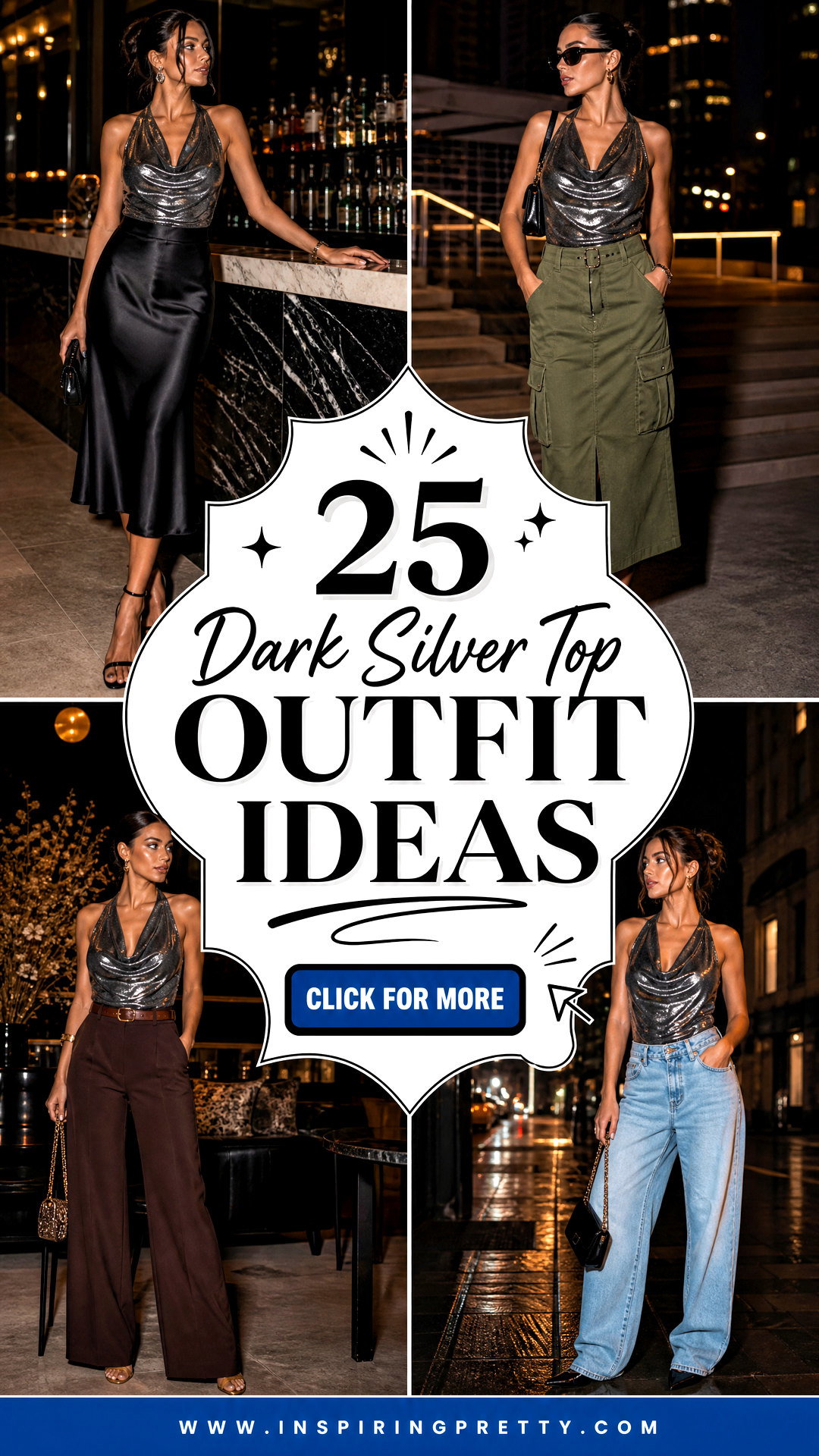 25 Dark Silver Top Outfit Ideas for Sleek Party Style - 25 Dark Silver Top Outfit Ideas for Sleek Party Style