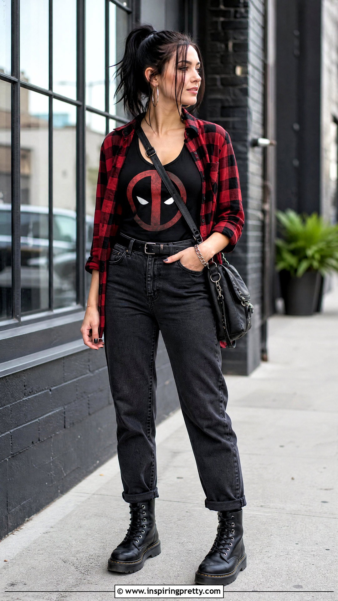 Deadpool Tank Top With Flannel And Black Jeans - 20 deadpool tank top outfit ideas