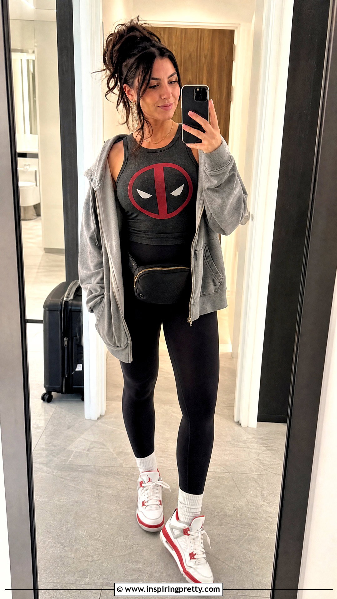 Deadpool Tank Top With Leggings And Oversized Hoodie - 20 deadpool tank top outfit ideas