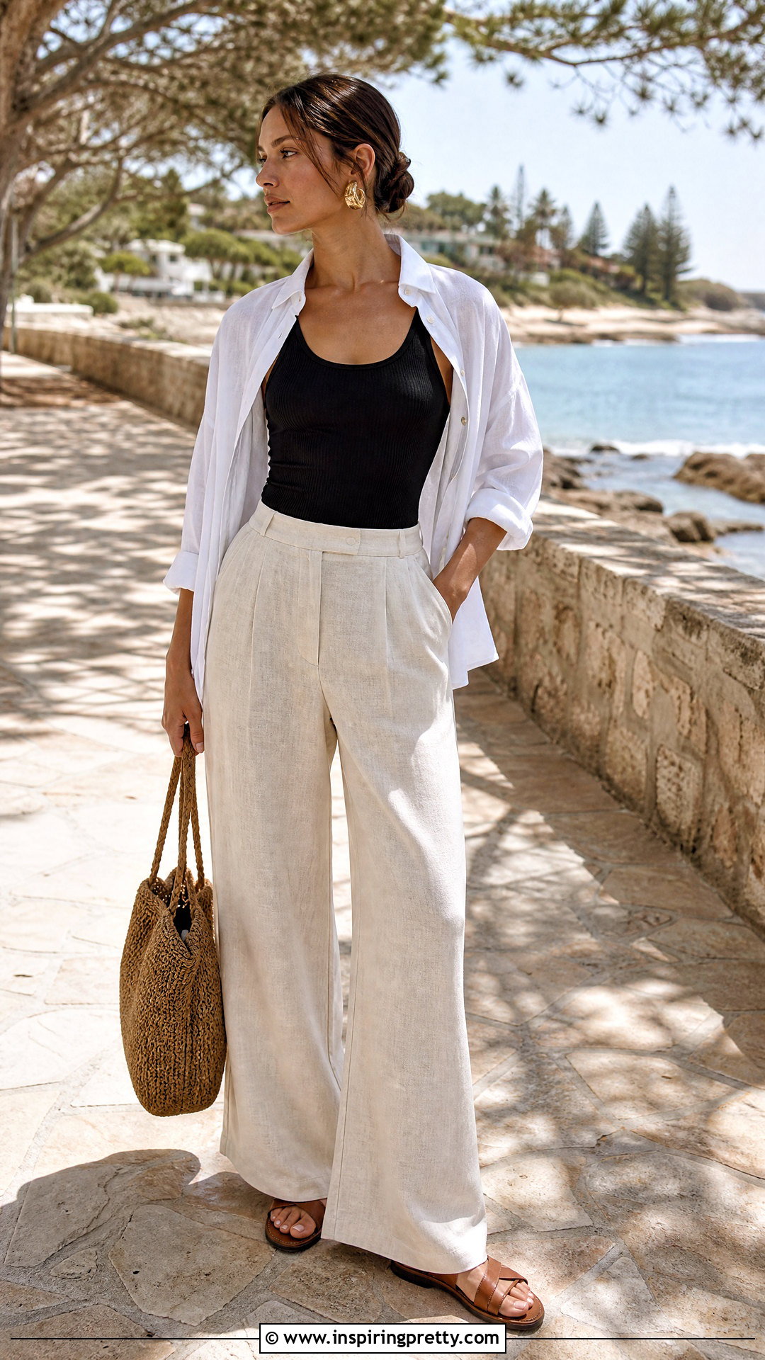 Decjuba Black Tank With Linen Pants - 20 Decjuba Tops outfit ideas