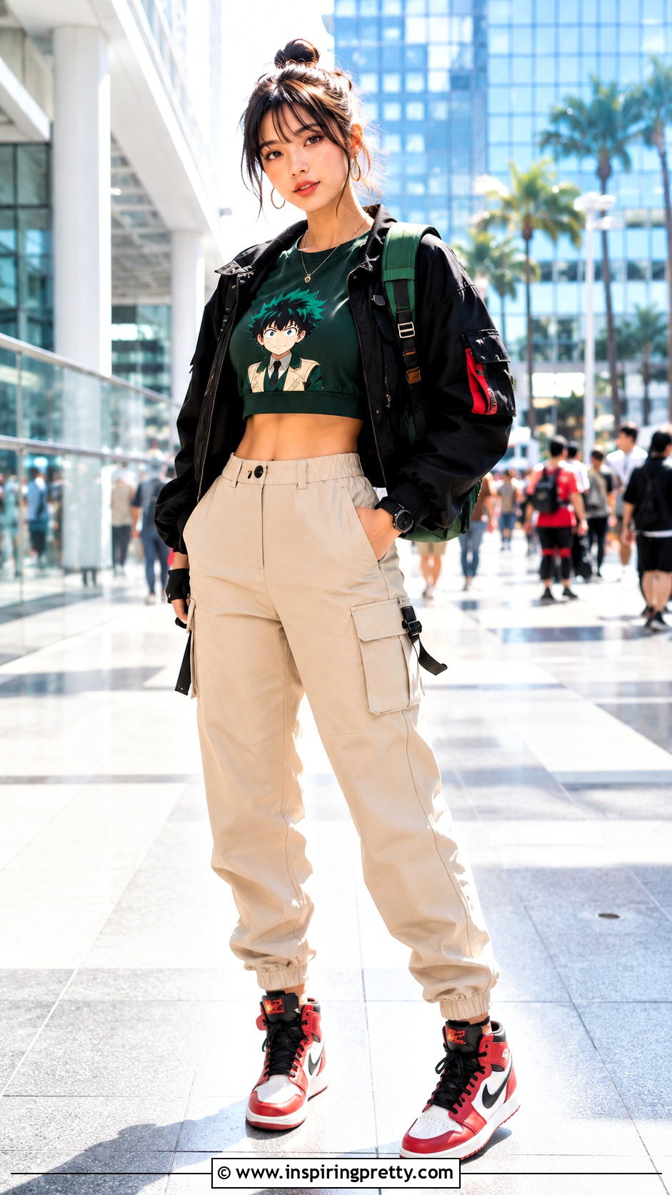 Deku My Hero Academia Crop Top With Green Cargo Pants - 20 My Hero Academia Crop Top outfit ideas