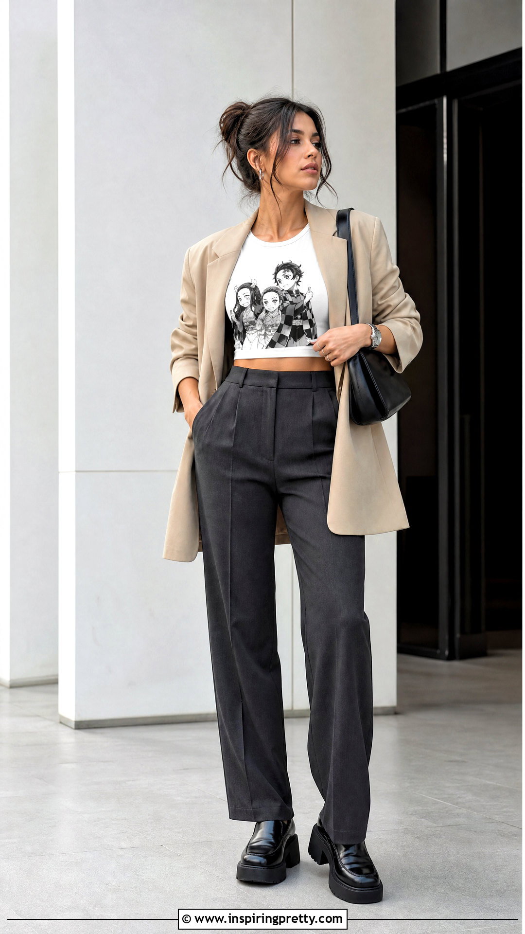 Demon Slayer Crop Top With Oversized Blazer - 25 demon slayer crop top outfit ideas