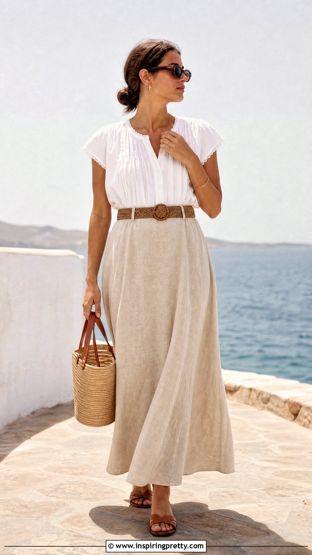 Den Jane Top With A Linen Maxi Skirt And Slide Sandals - 20 doen jane top outfit ideas
