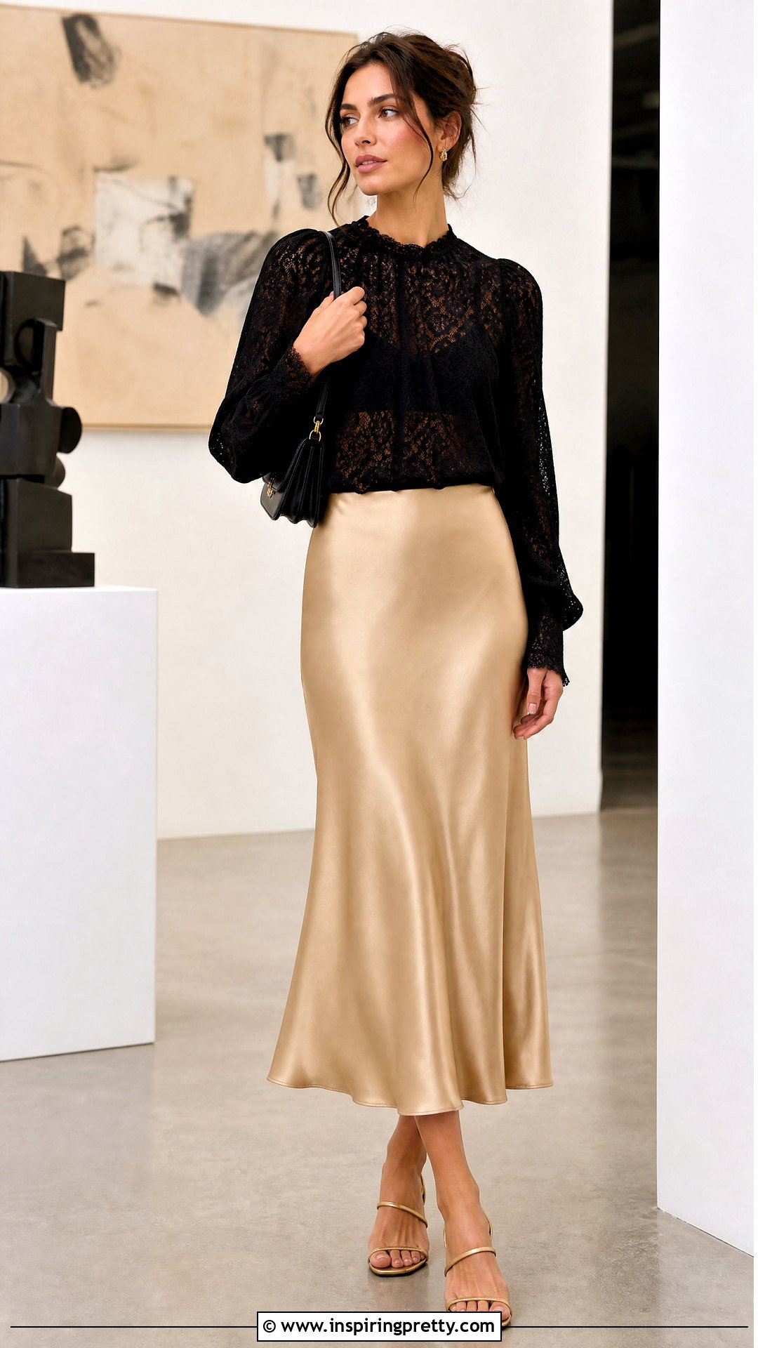 Den Lace Top With Satin Midi Skirt - 25 doen lace top outfit ideas