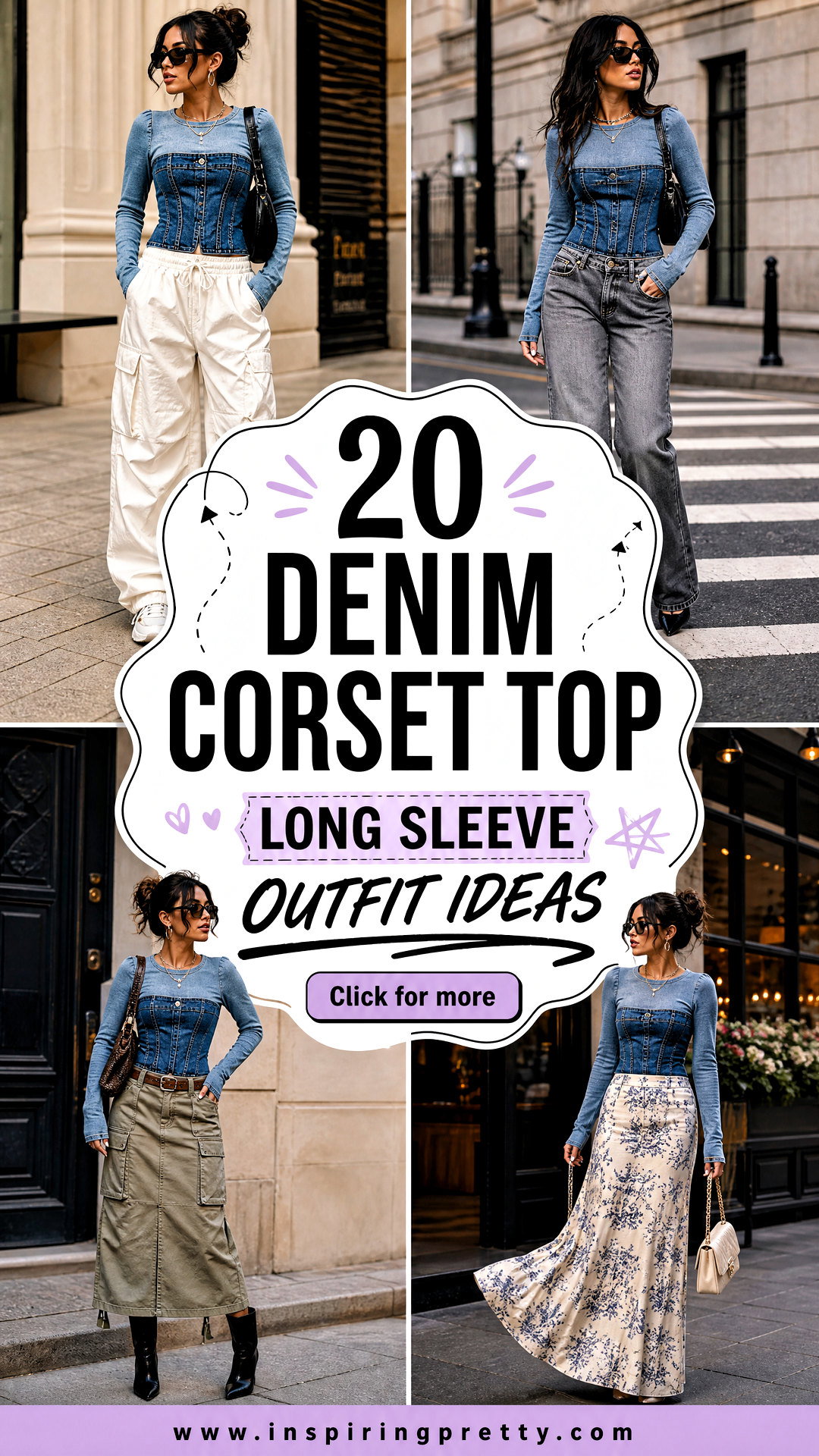 20 Denim Corset Top Long Sleeve Outfit Ideas for Chic Layering - 20 Denim Corset Top Long Sleeve Outfit Ideas for Chic Layering