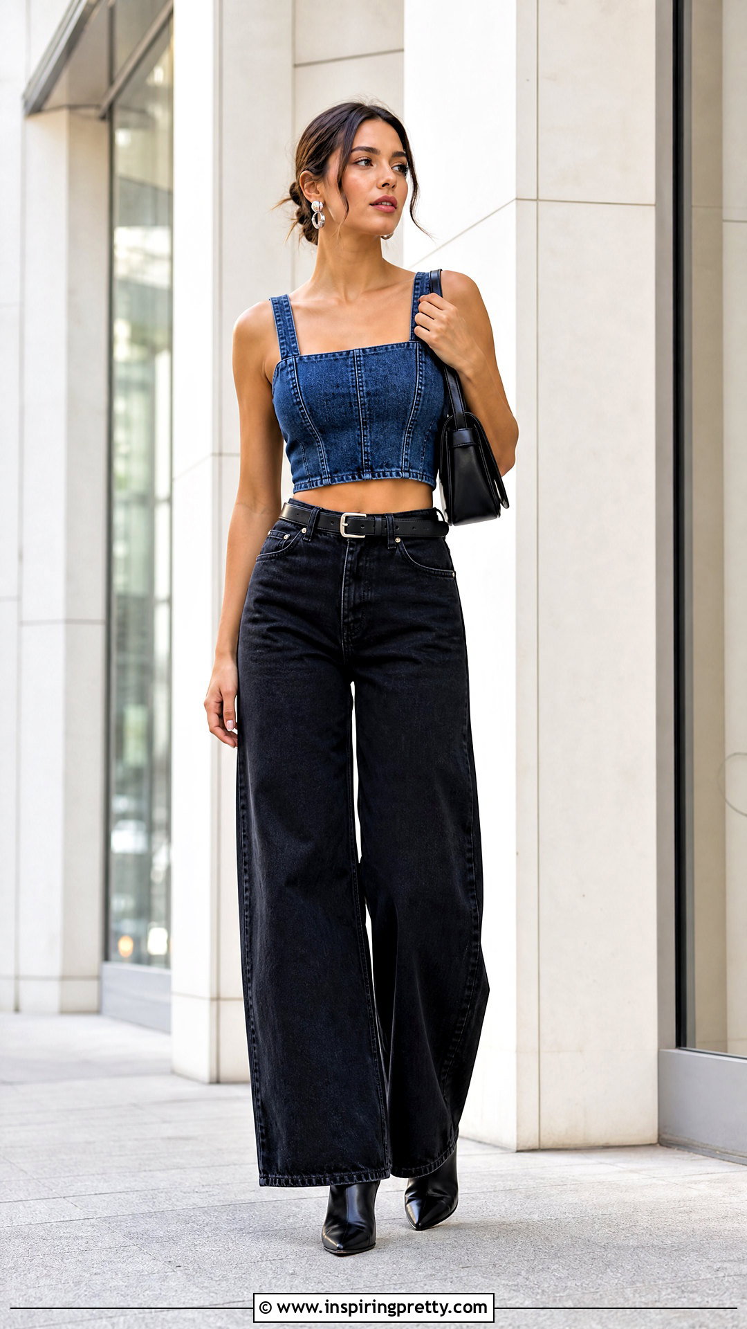 Denim Crop Top With Black Jeans - 50 crop top jeans