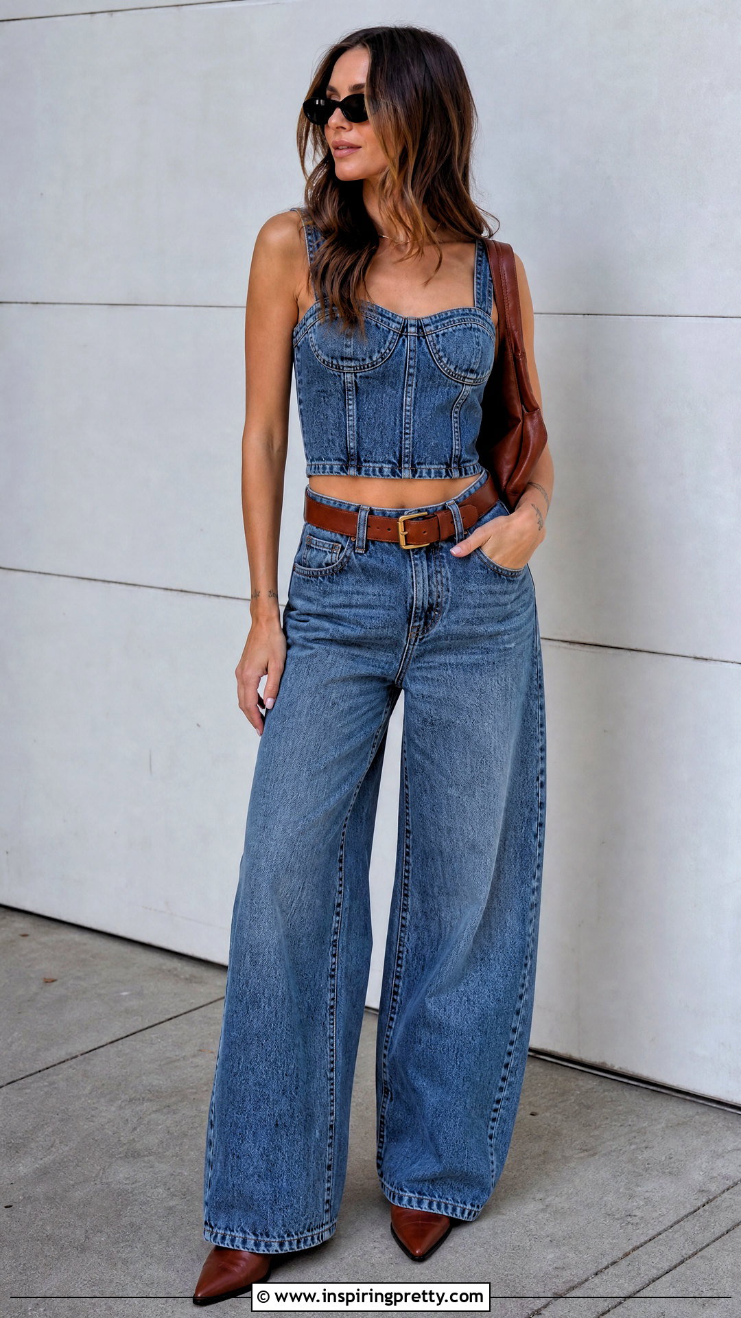 Denim Crop Top With Matching Jeans - 50 trendy crop tops outfit ideas