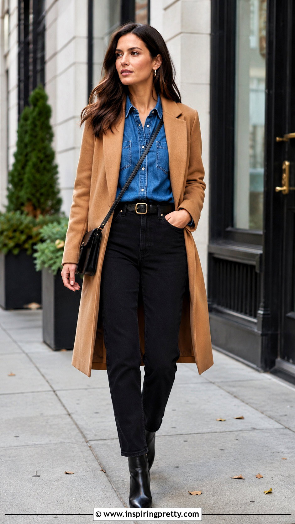 Denim Full Sleeve Shirt With Black Jeans - 50 full sleeves top outfit ideas
