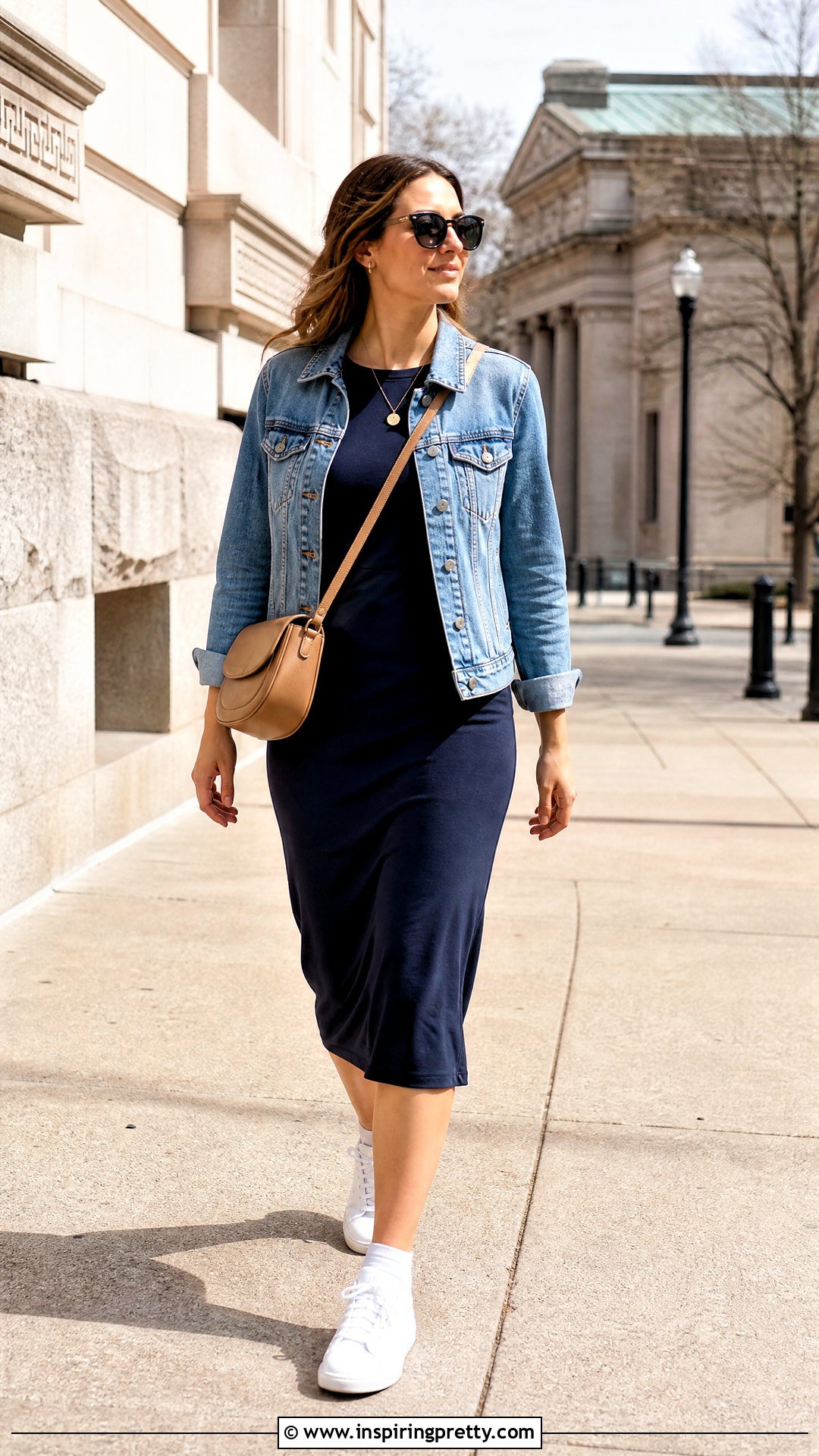 Denim Jacket And Casual Dress Day Trip Outfit - 20 daytrip top outfit ideas