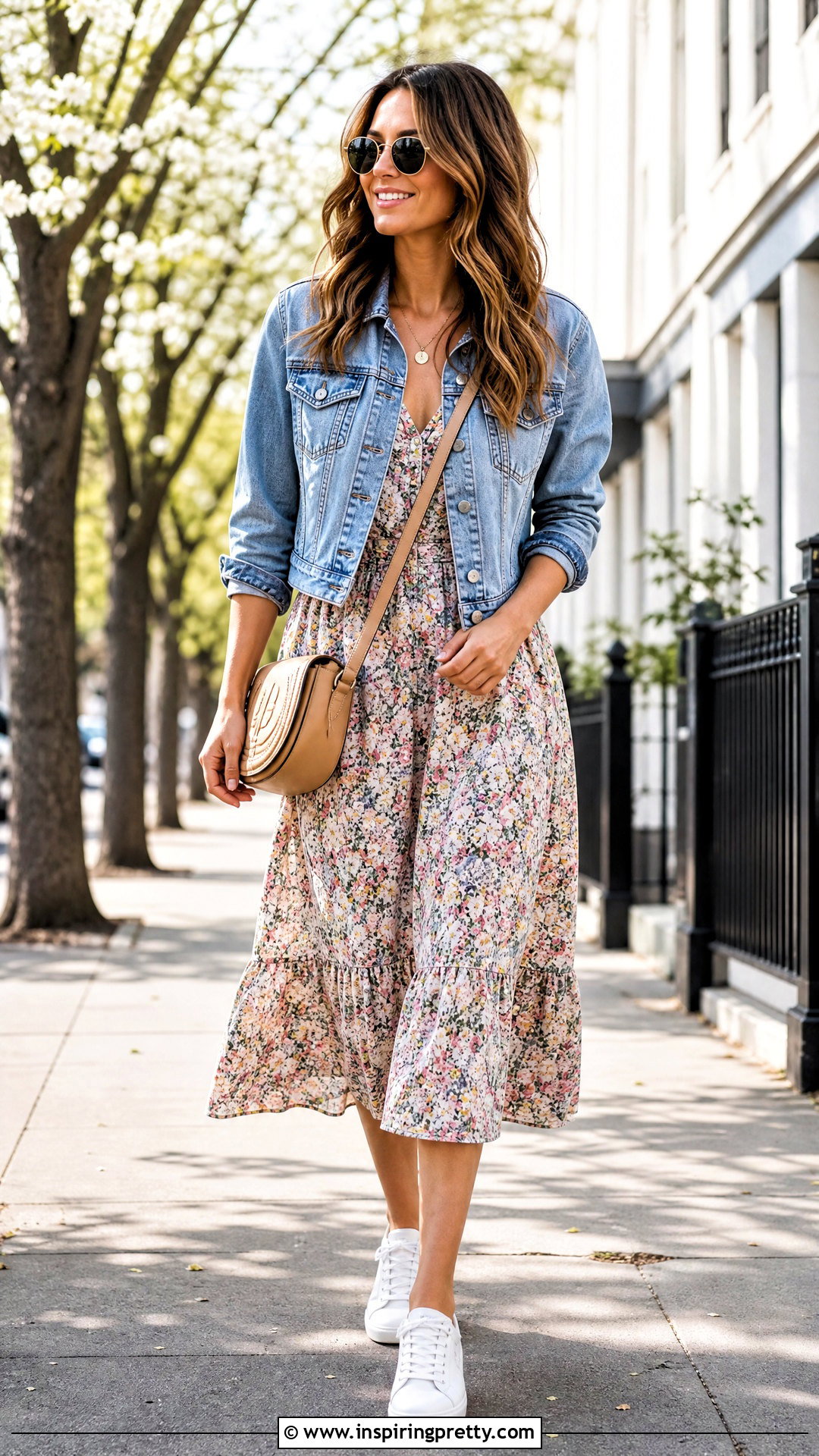 Denim Jacket And Midi Dress Outfit - 50 gathered top outfit ideas