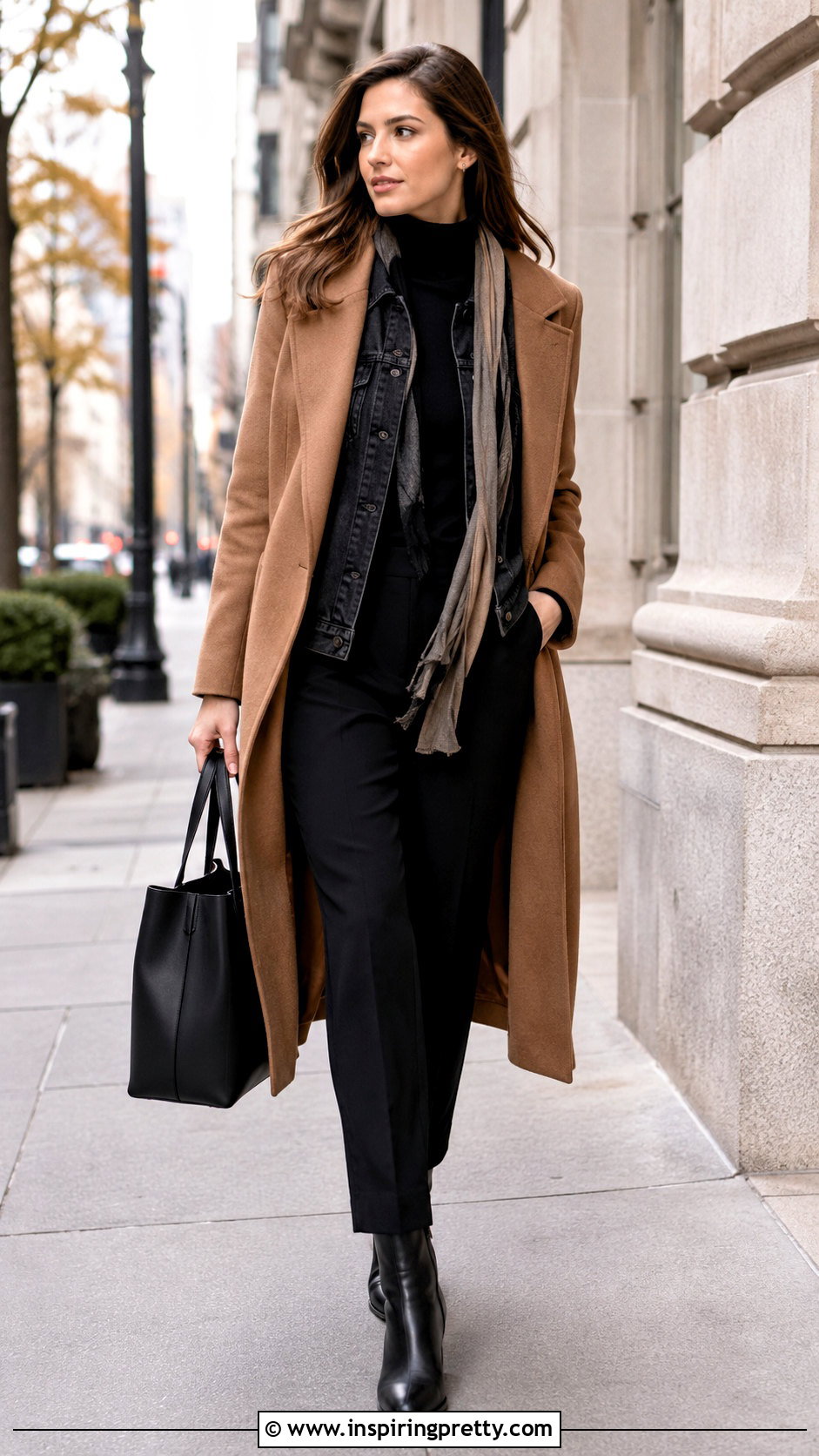 Denim Jacket Under Long Coat Layering Outfit - 50 top layering ideas