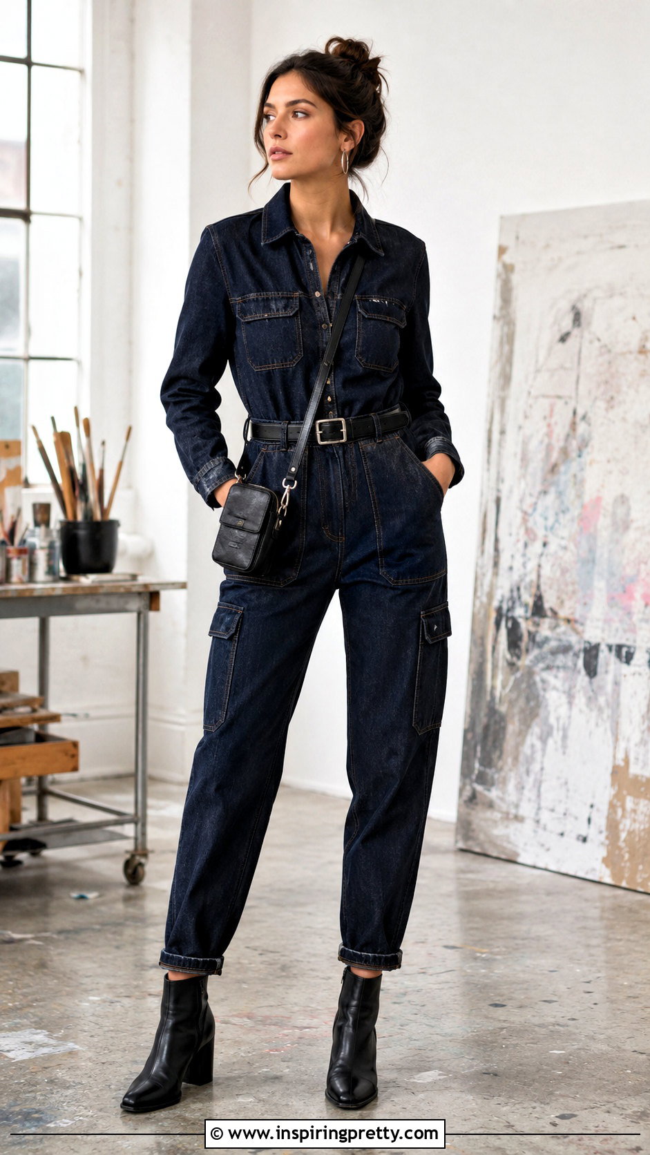Denim Jumpsuit And Ankle Boots Outfit - 50 top ideas