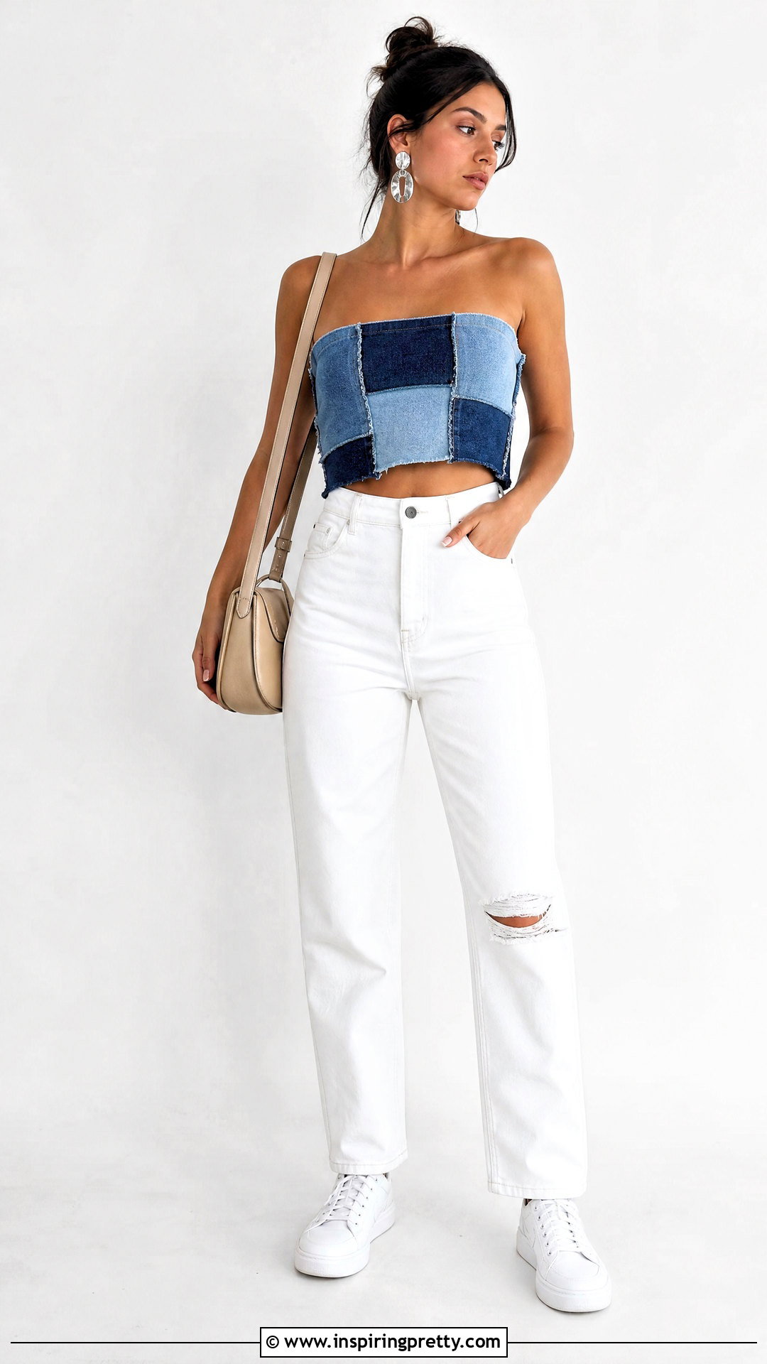 Denim Patchwork DIY Crop Top - 50 crop top diy ideas
