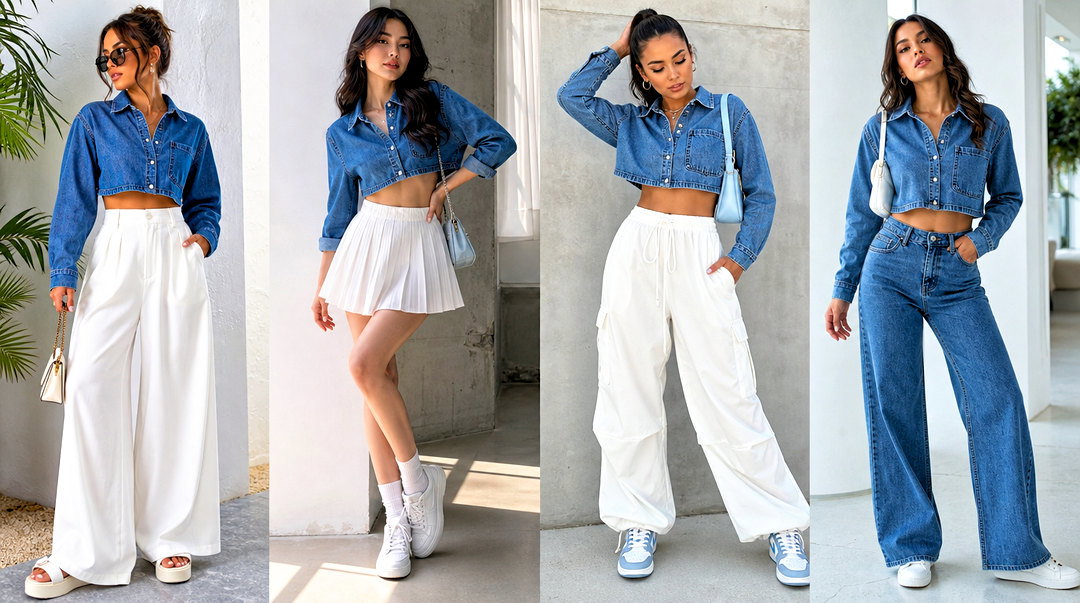 25 Denim Shirt Crop Top Outfit Ideas for Chic Casual Looks