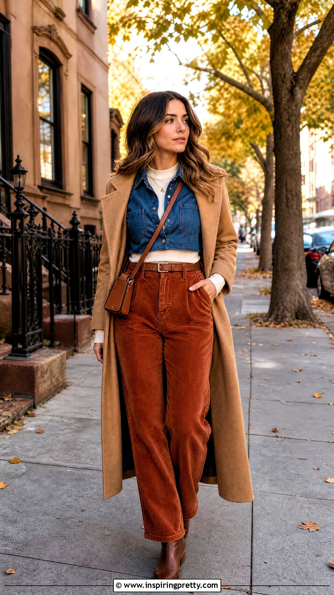 Denim Shirt Crop Top With Corduroy Pants And Ankle Boots - 25 Denim Shirt Crop Top outfit ideas