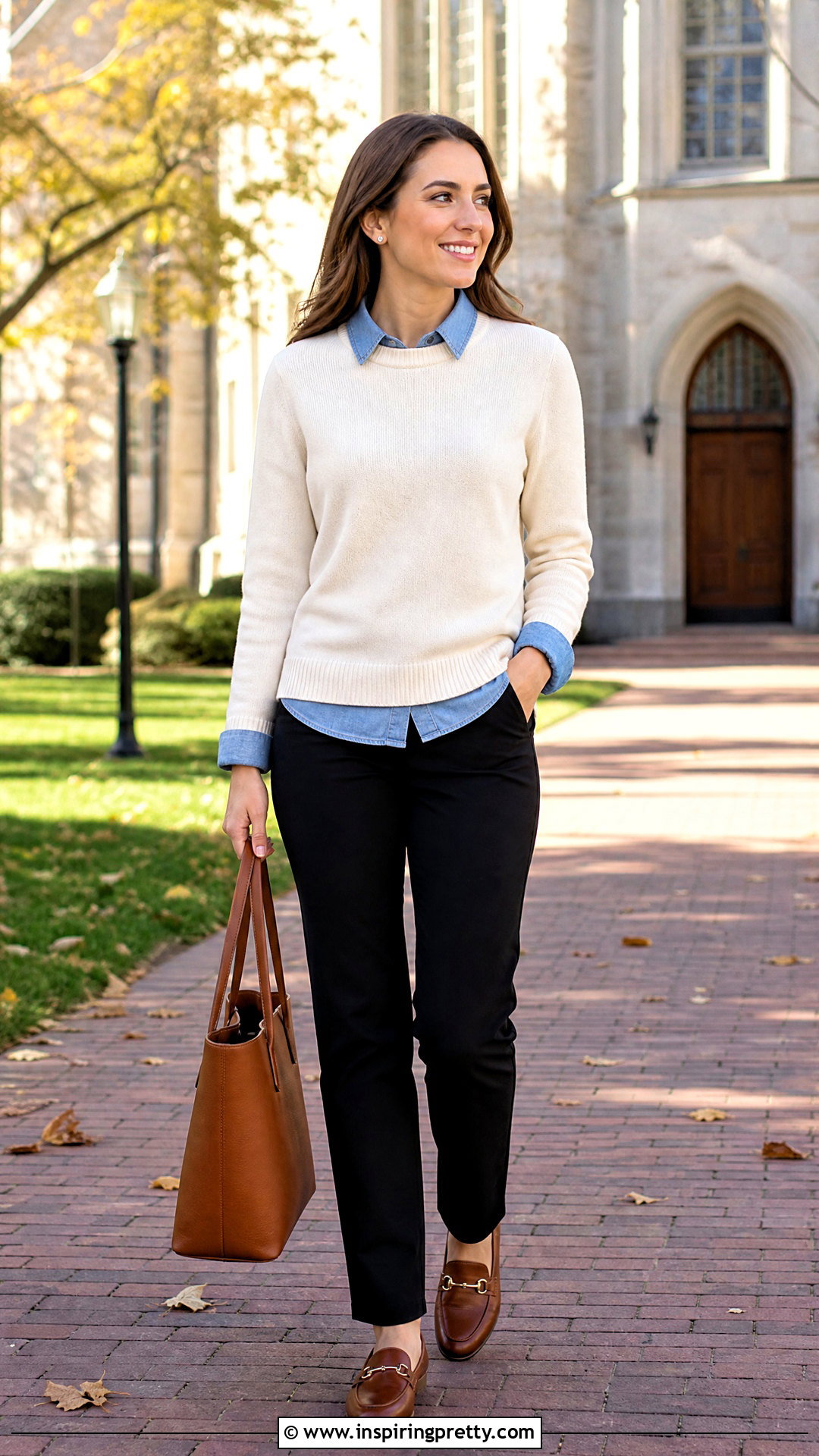 Denim Shirt Under a Sweater - 50 denim top styling ideas