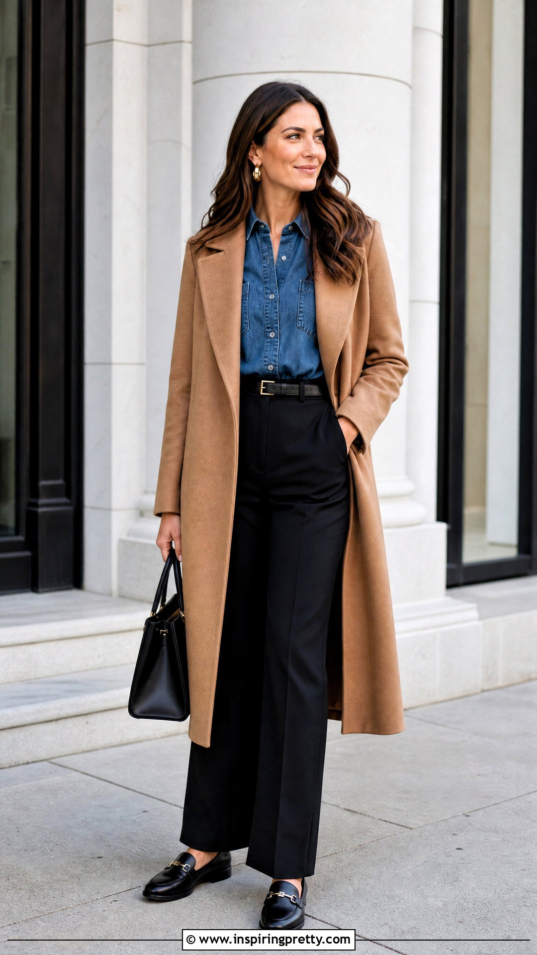 Denim Shirt With Black Trousers - 20 Stylish Tops For Fall Outfits