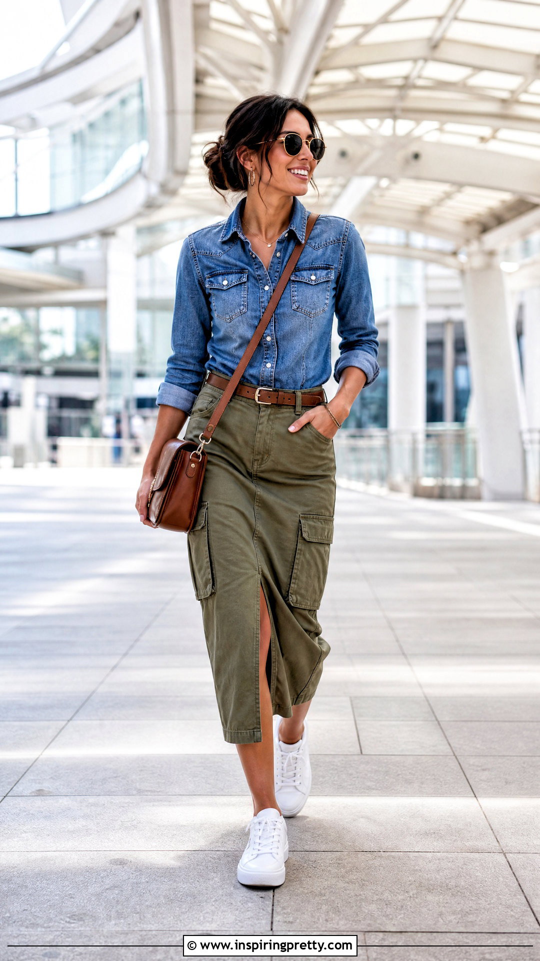 Denim Shirt With Cargo Skirt Outfit - 50 denim tops outfit ideas for women