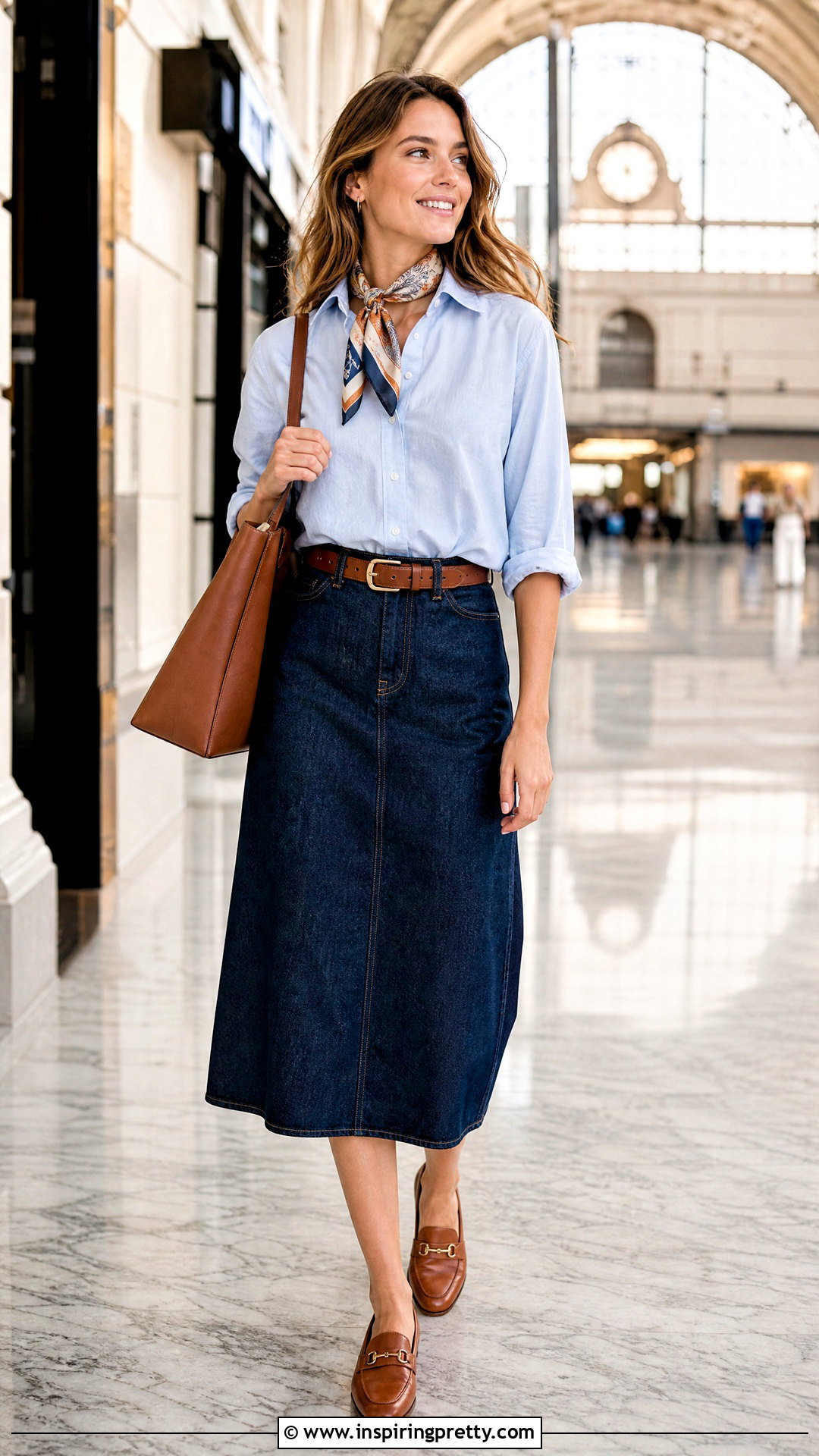 Denim Skirt And Chambray Shirt Outfit - 50 denim skirt and top outfit ideas