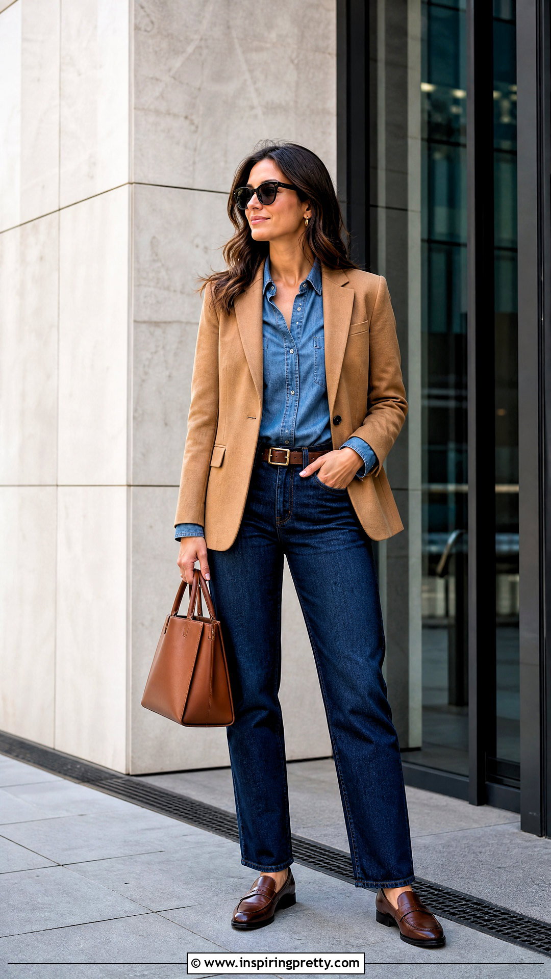 Denim Top With Blazer And Jeans - 50 denim top outfit ideas