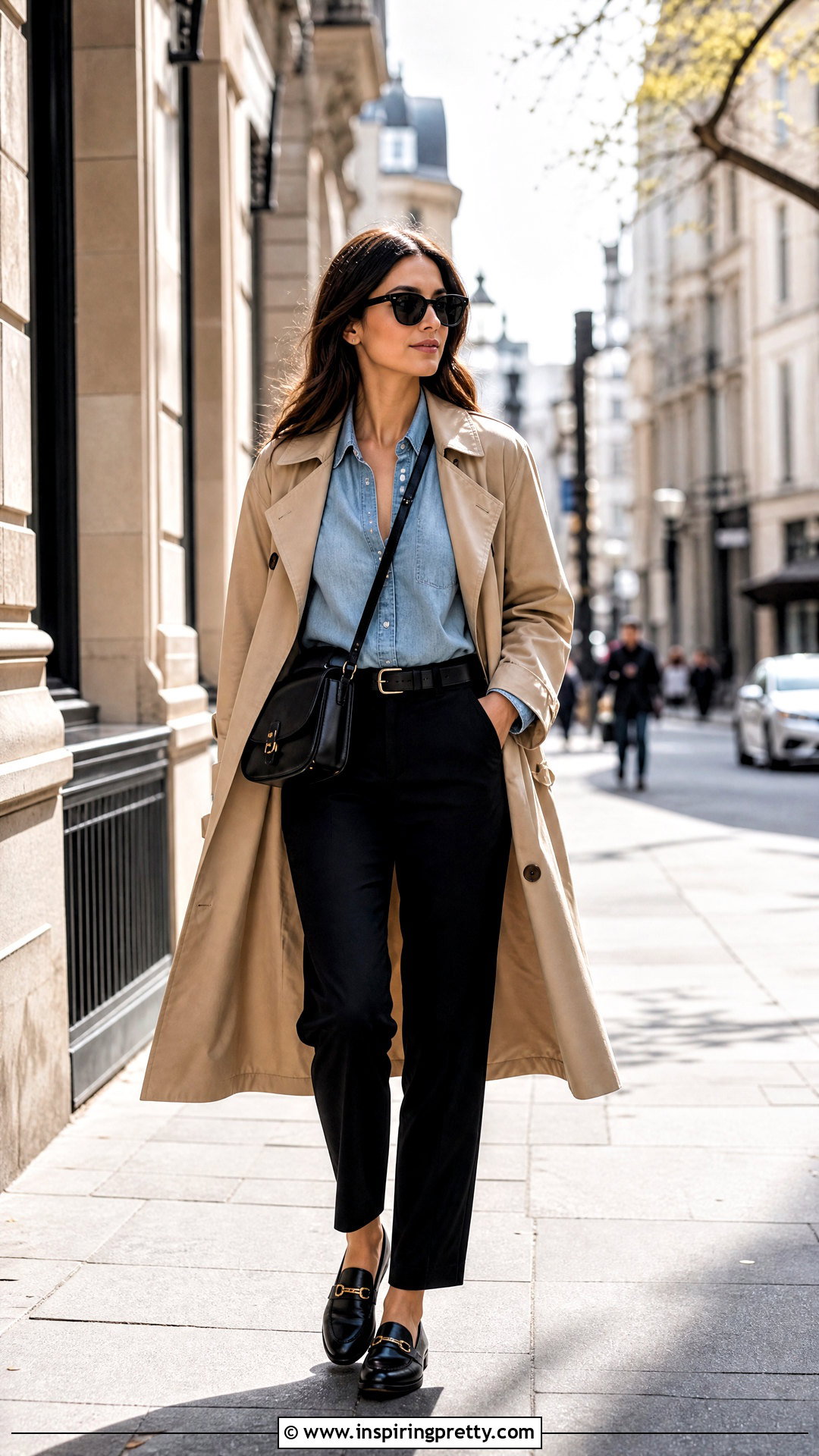 Denim Top With Trench Coat - 50 denim top outfit ideas