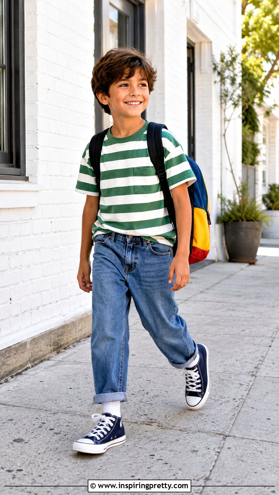 Denim Trousers And Striped T Shirt Outfit - 50 trouser and top for kids