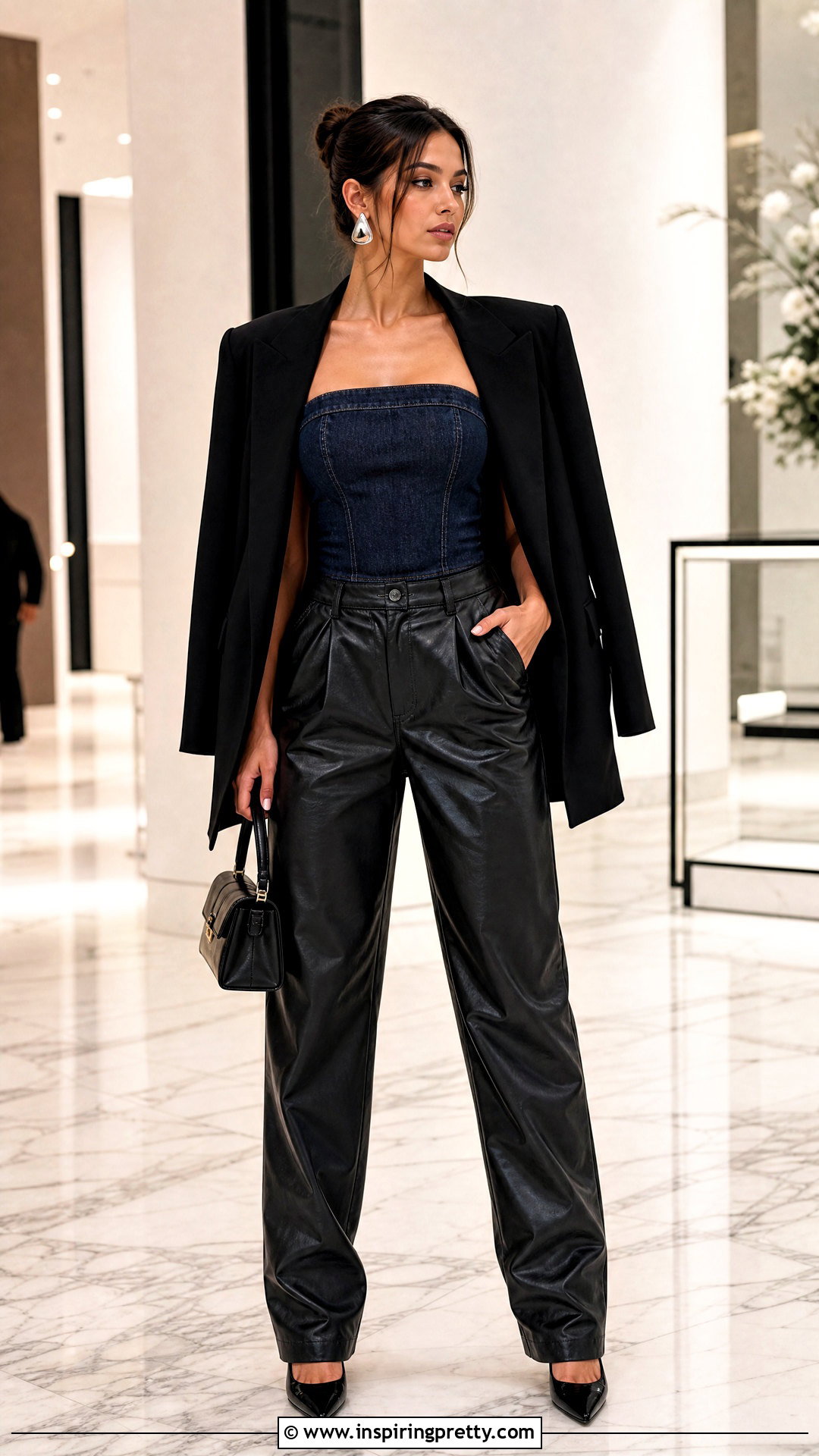 Denim Tube Top With Leather Pants - what to wear with denim tube top (25 ways)