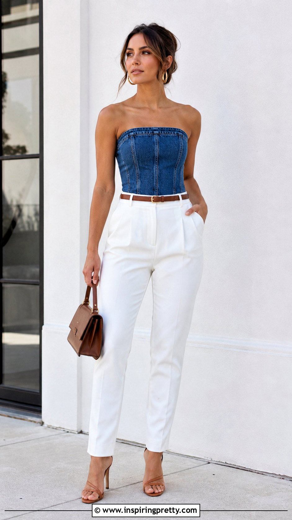 Denim Tube Top With White Pants - 25 Tube Top Transparent Backgrounds