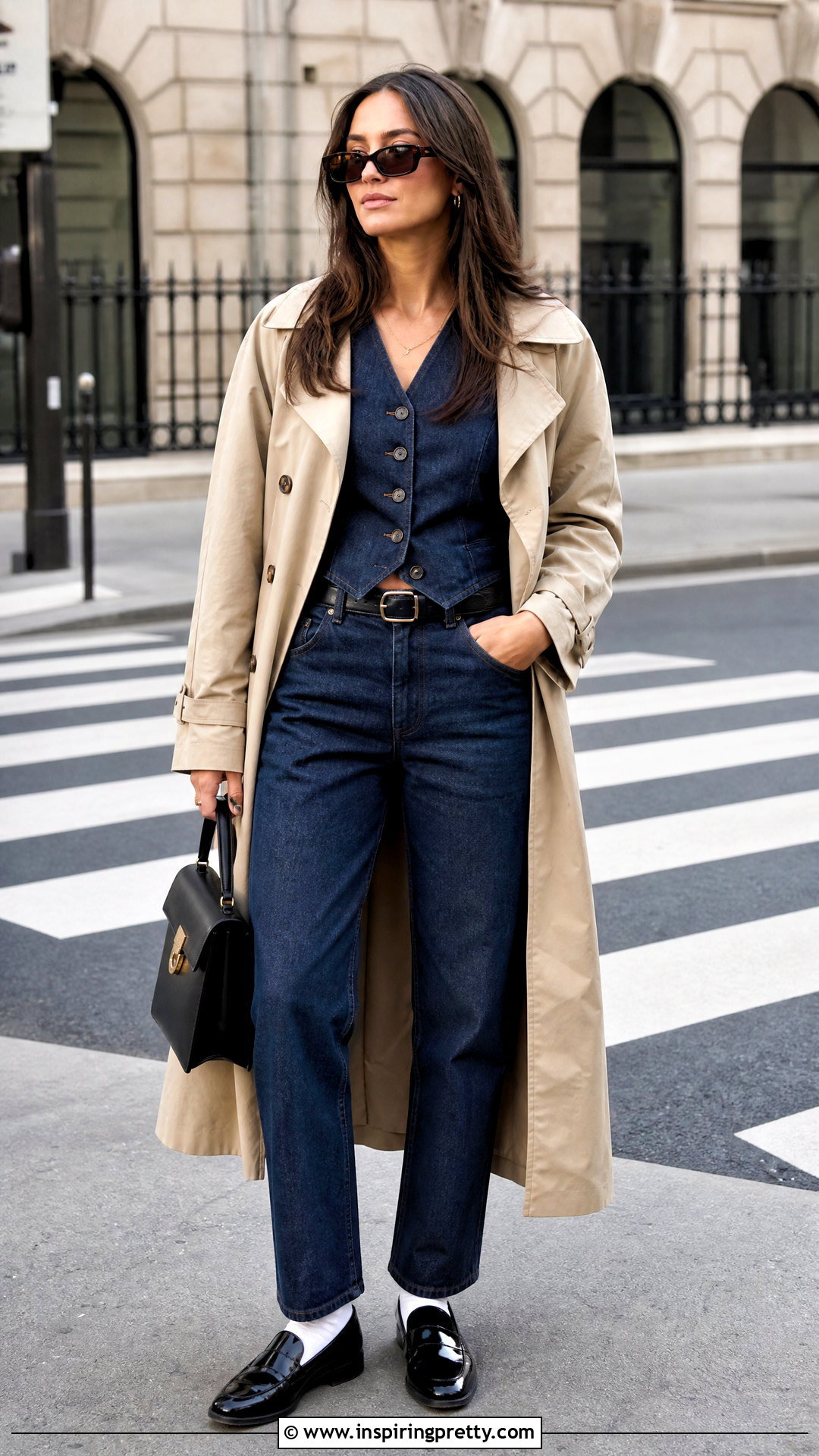 Denim Vest Top With Straight Leg Jeans And Loafers - 25 bella hadid denim top outfit ideas