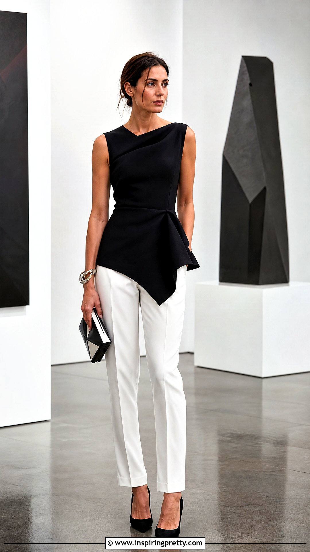 Designer Asymmetrical Top With Tailored Trousers - 50 designer tops outfit ideas